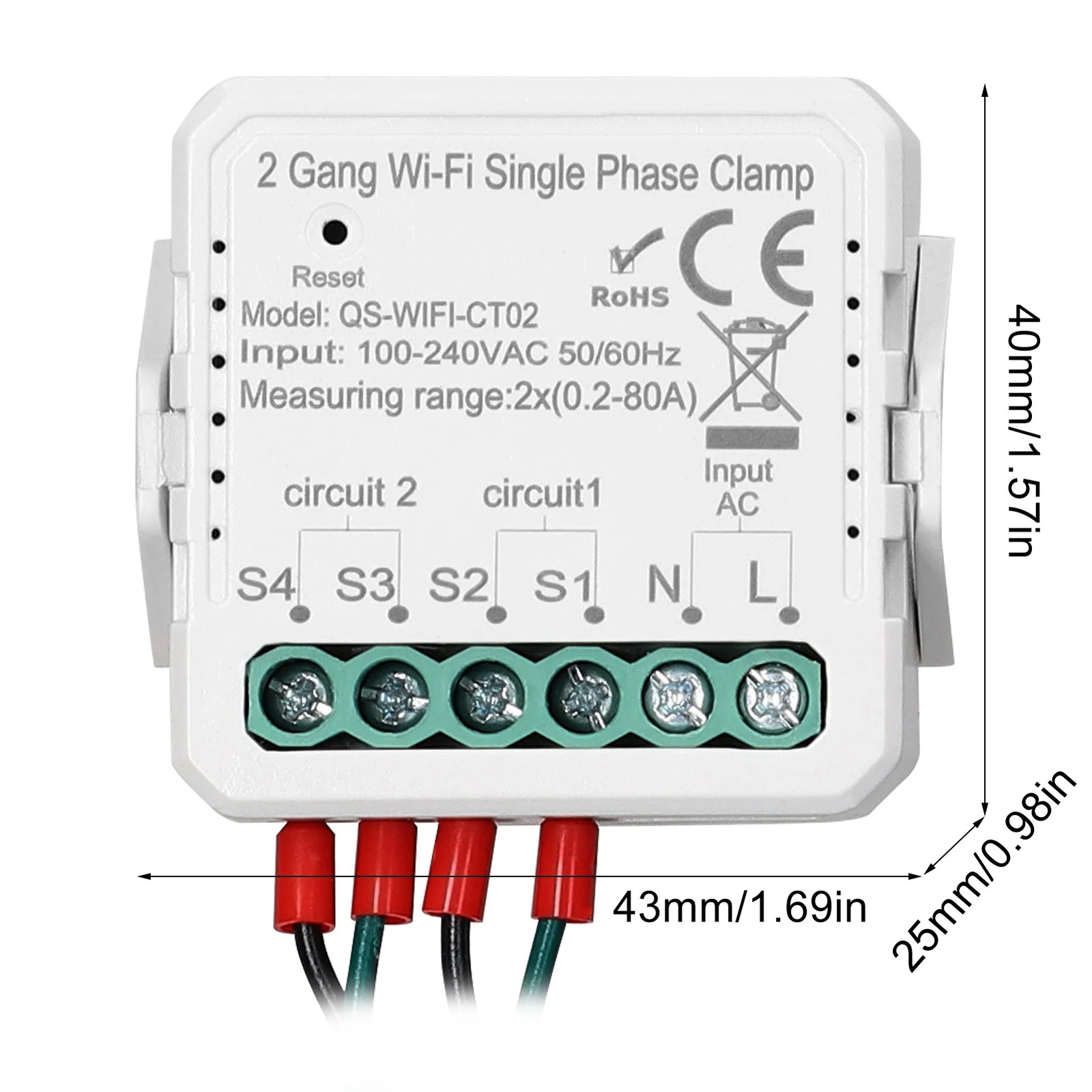 Tuya Wifi 80A Single Phase Clamp Solar PV Bidirectional Two Way Energy Meter APP