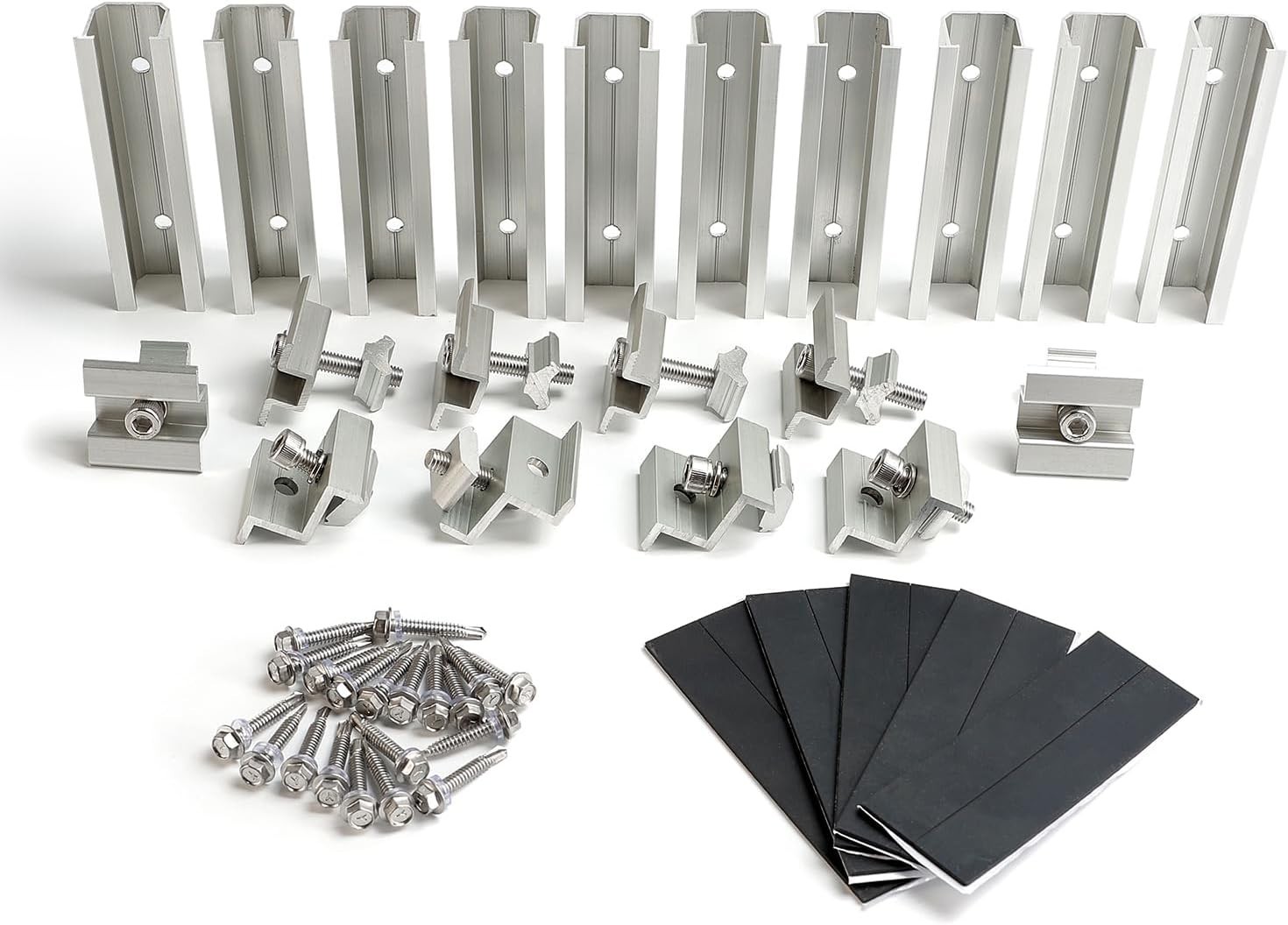 Solar Panel Mounting Kit with Clamps and Rails