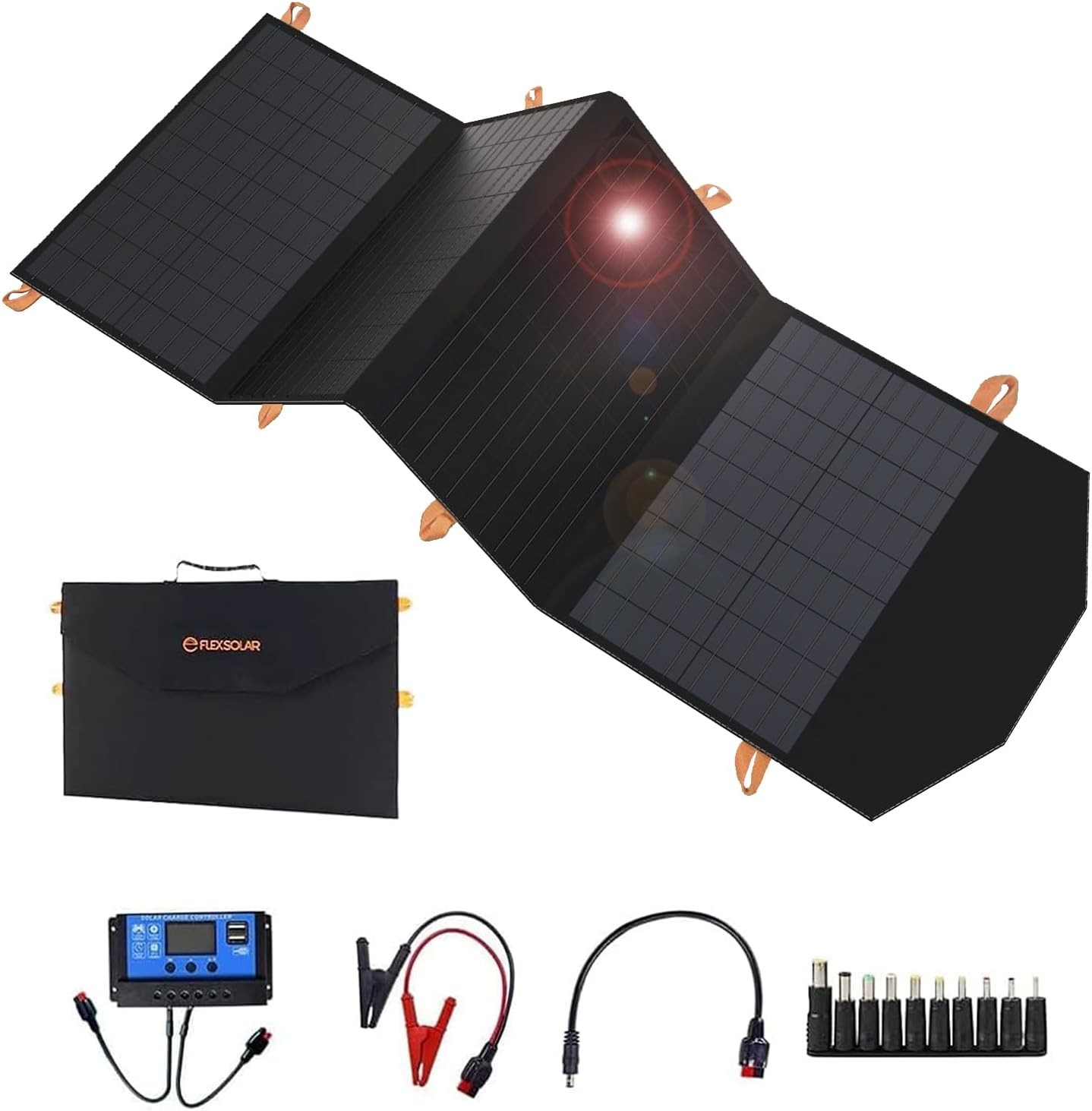 120W Portable Solar Panel Waterproof Folding USB C DC Output