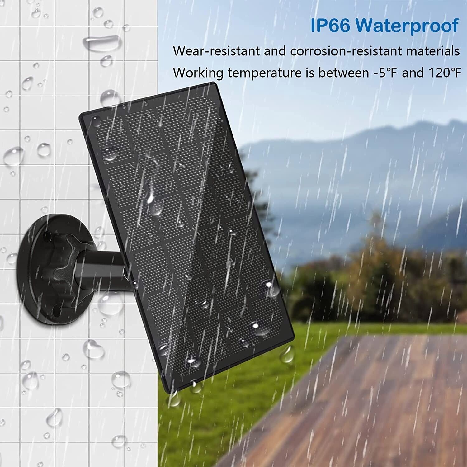 4W Solar Panel Charger for Ring,Eufycam,Wyze,Reolink Rechargeable Battery Cam