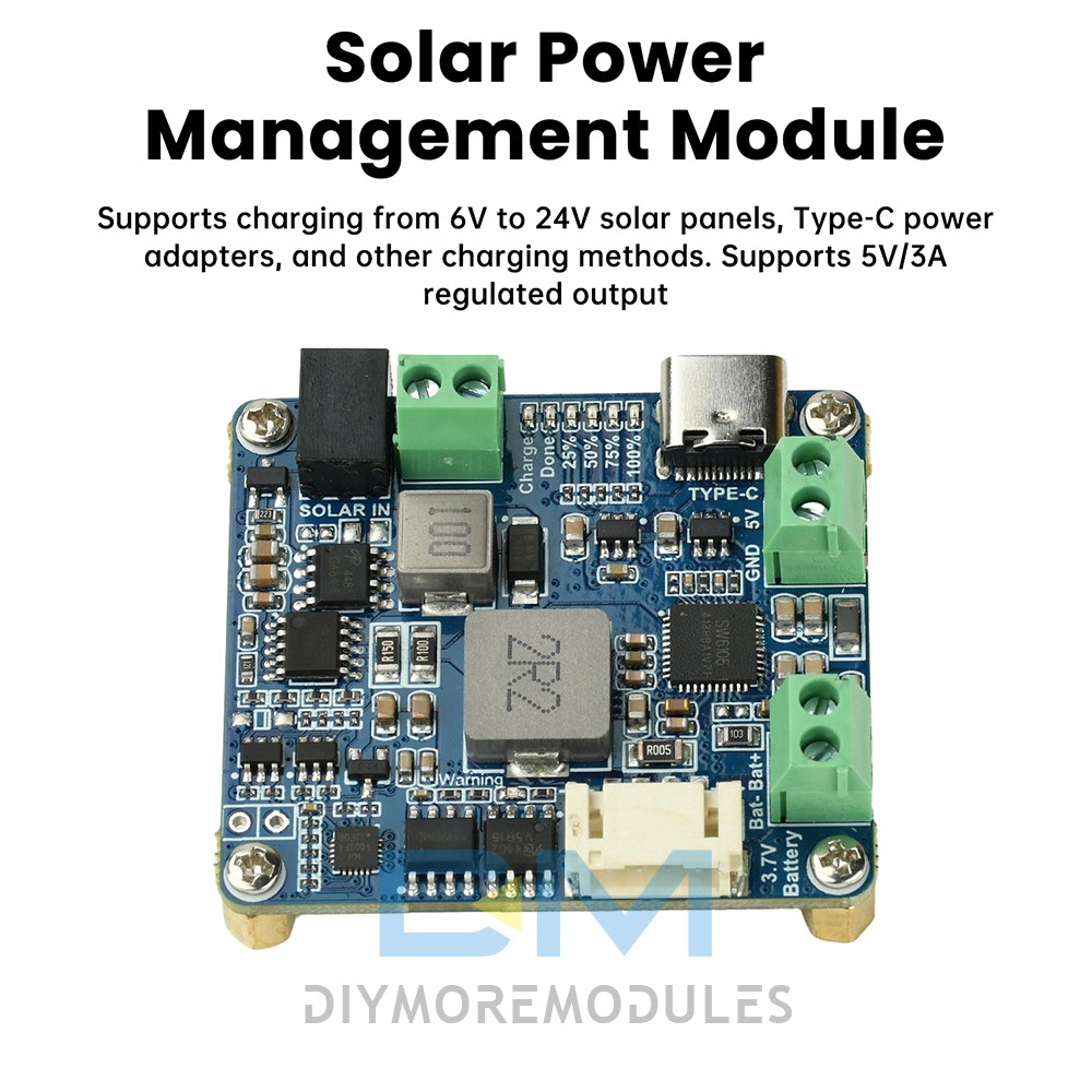 6-24V Solar Panel Power Management Module 5V 3A MPPT PD QC FCP SFCP Type-C