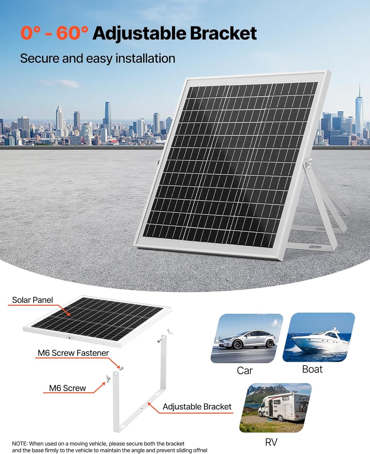 20W Solar Panel 16V Charger Battery Charger Kit Maintainer RV Boat Trailer ATV