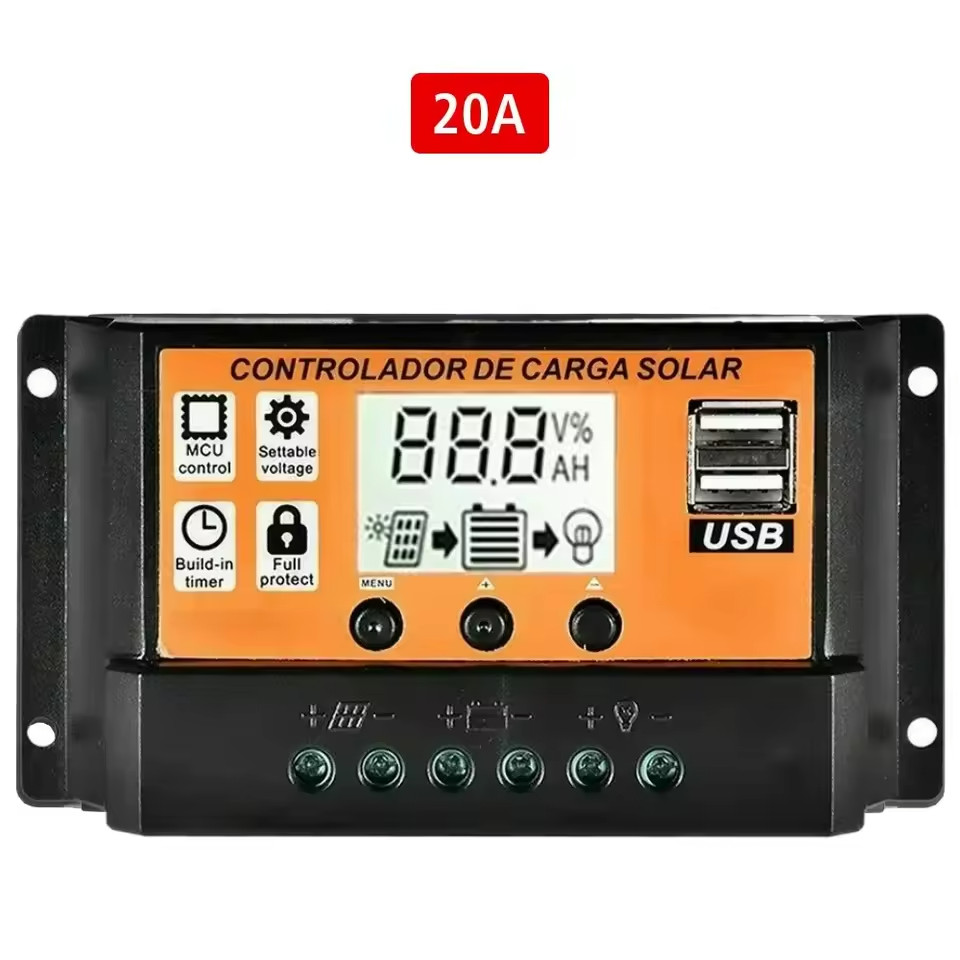LCD Photovoltaic Controller Color Display 12V/24V Car 10A 20A 30A