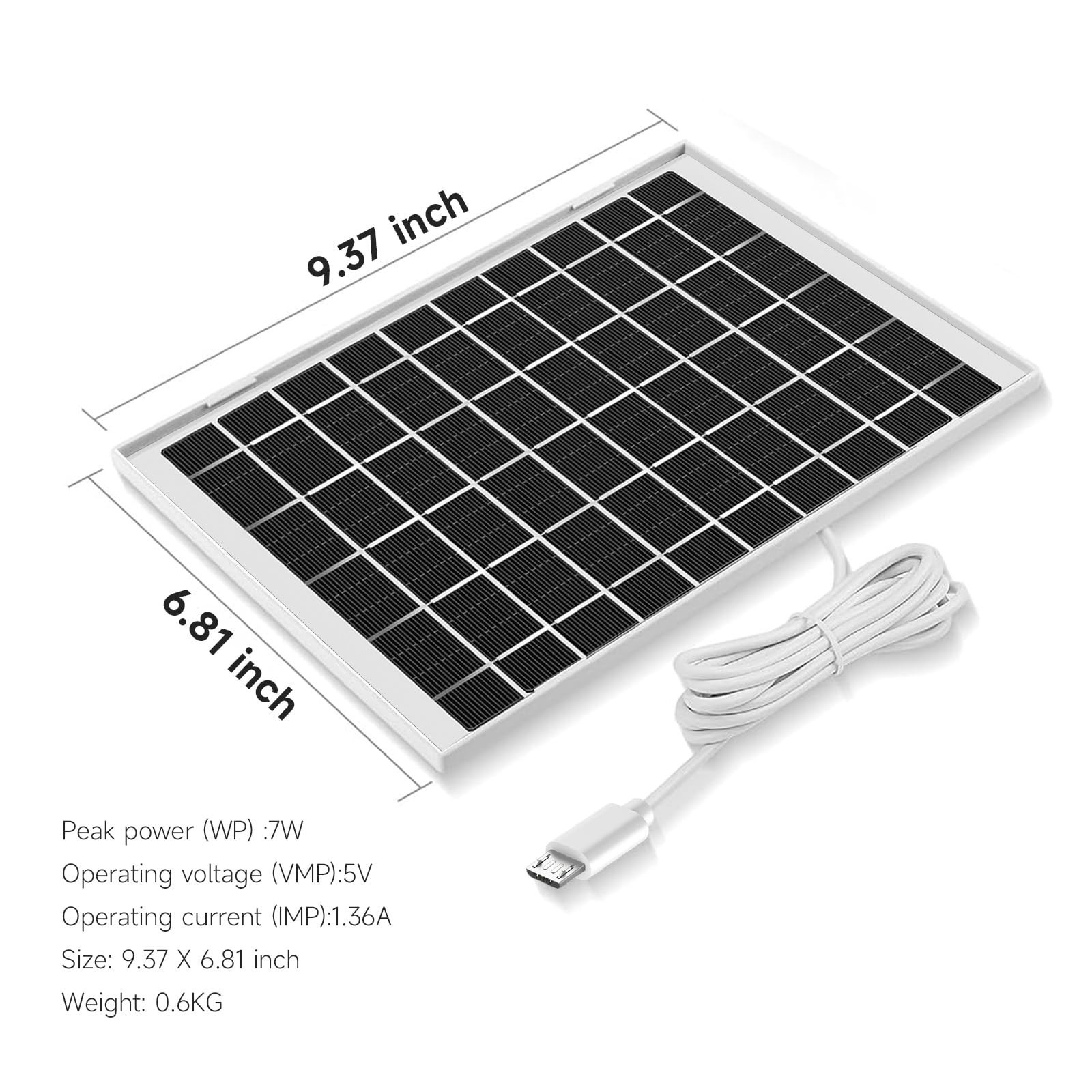 2 Pack 5V 7W Solar Panel Charger for Arlo & Tapo Security Cameras, Outdoor Use