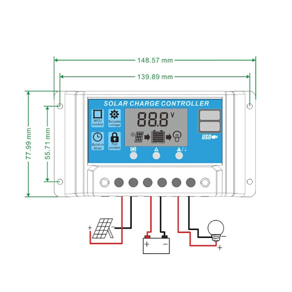 50 Watts Solar Panel Kit 100A 12V Battery Charger with Controller Caravan Boat