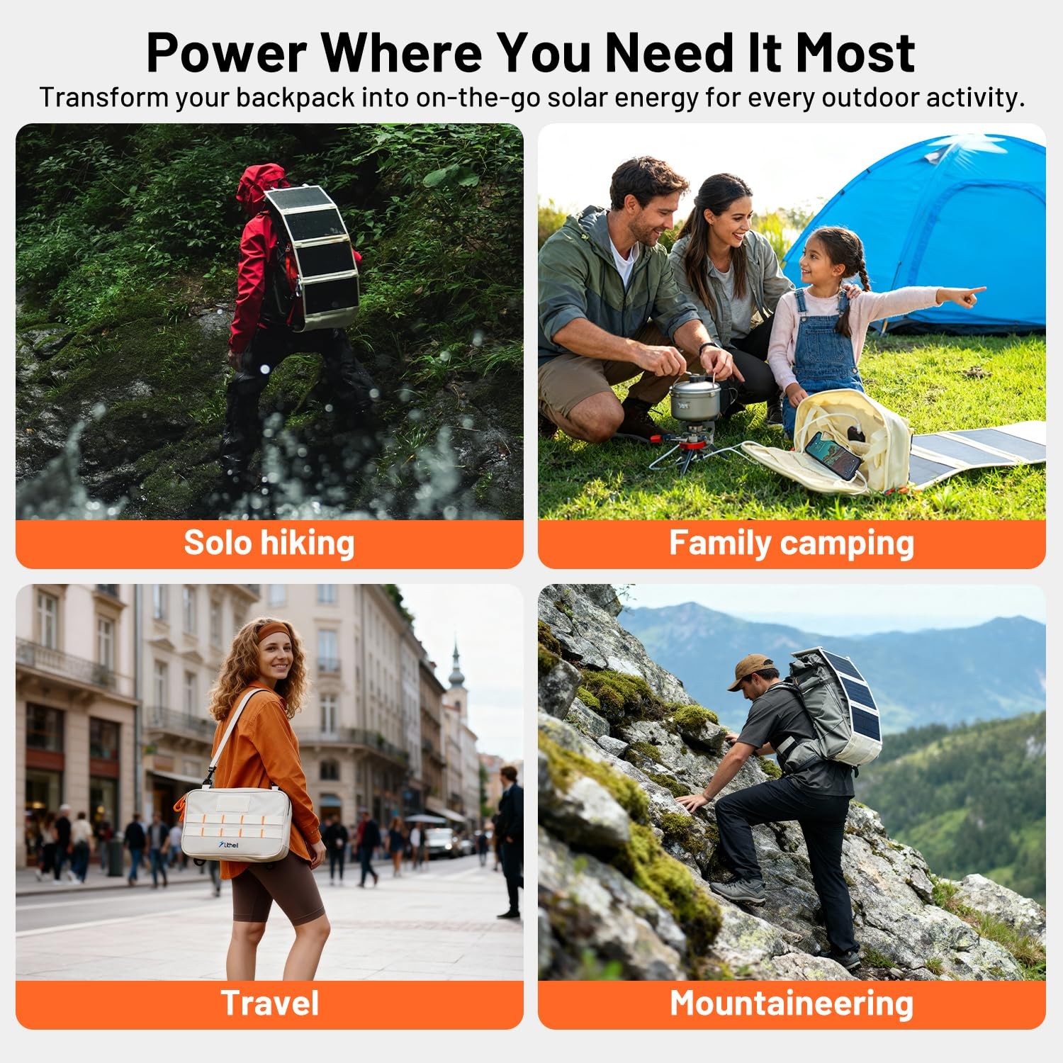 Litheli 24W Portable Solar Panel Charger Foldable Mini Solar Panel for Camping H