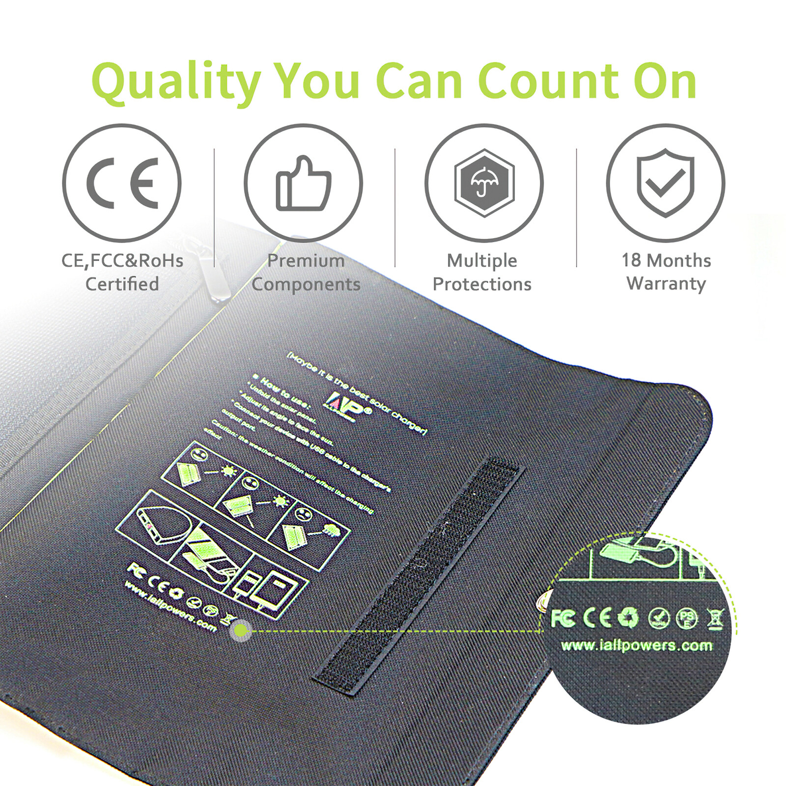 Portable 21W Solar Panel Charger 10000mAh Power Bank For Camping Hiking iPhone