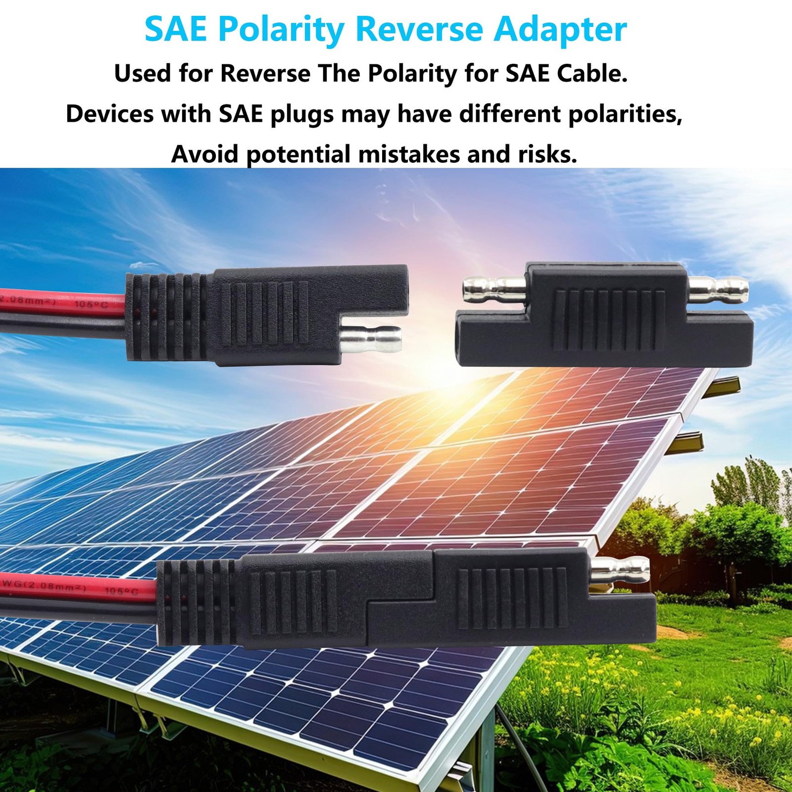 SAE Polarity Reverse Adapter Connector,2 Pin SAE Polarity Switching Adapter Q…
