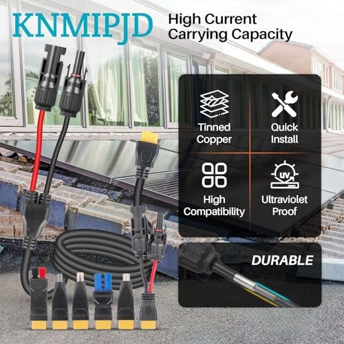 6-in-1 Solar Panel Connector Cable Kit, 14AWG Heavy-Duty Weatherproof 5FT