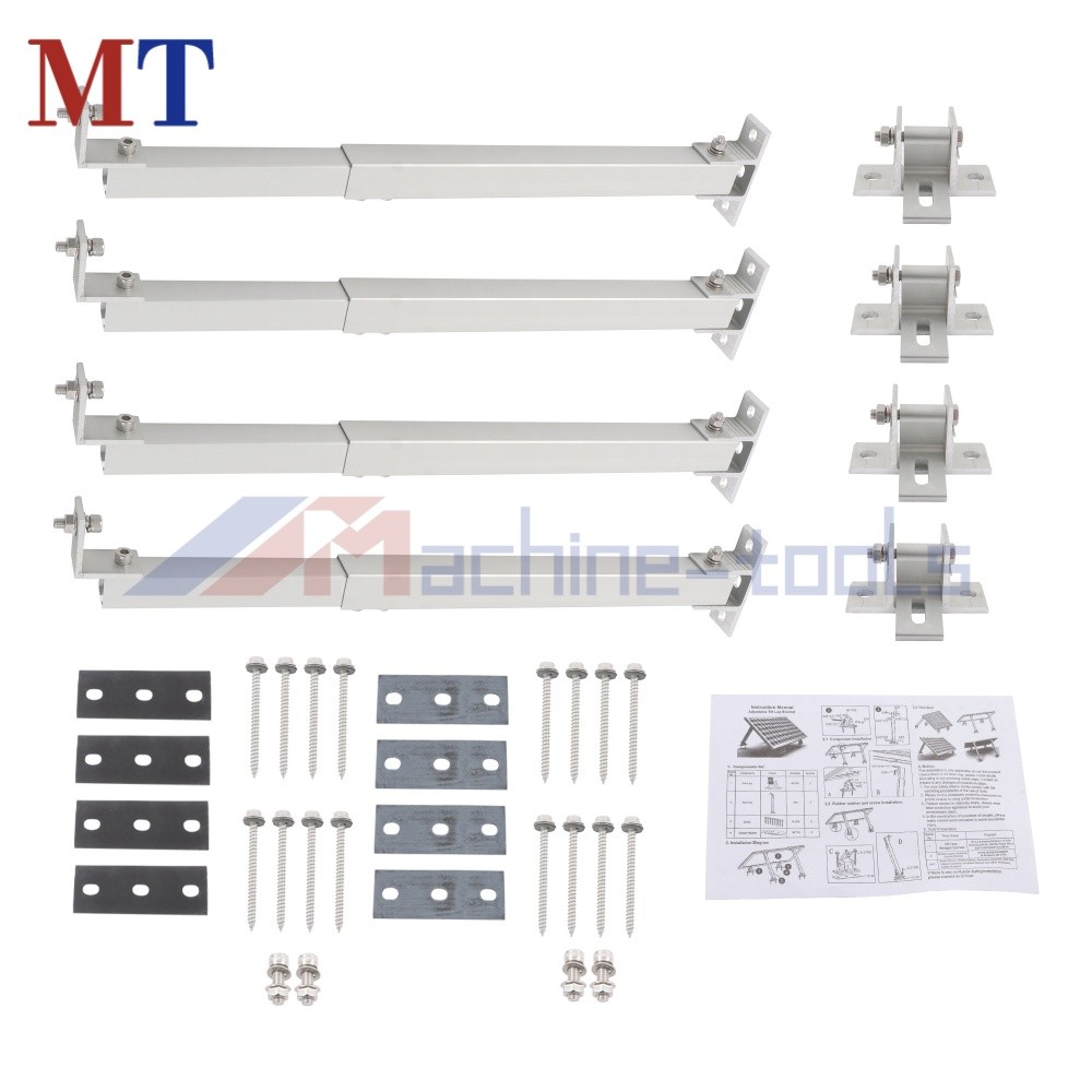 2 Set Weatherproof Aluminum Solar Bracket Adjustable Tilt Rack for 50W-450W