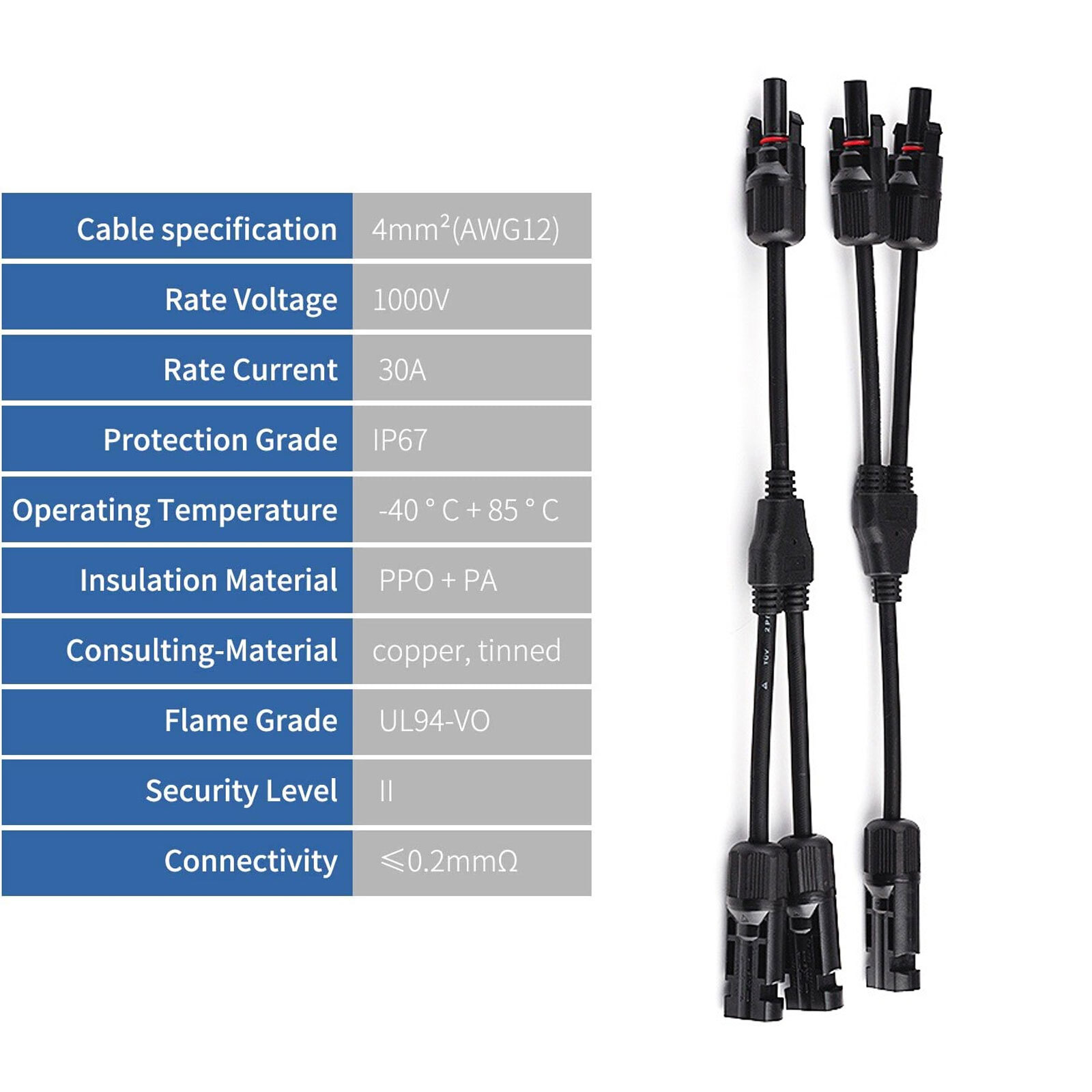 1 Pair Y Branch PV Solar Panel Cable Connector 1000V 2/3/4 IP67 Male&Female