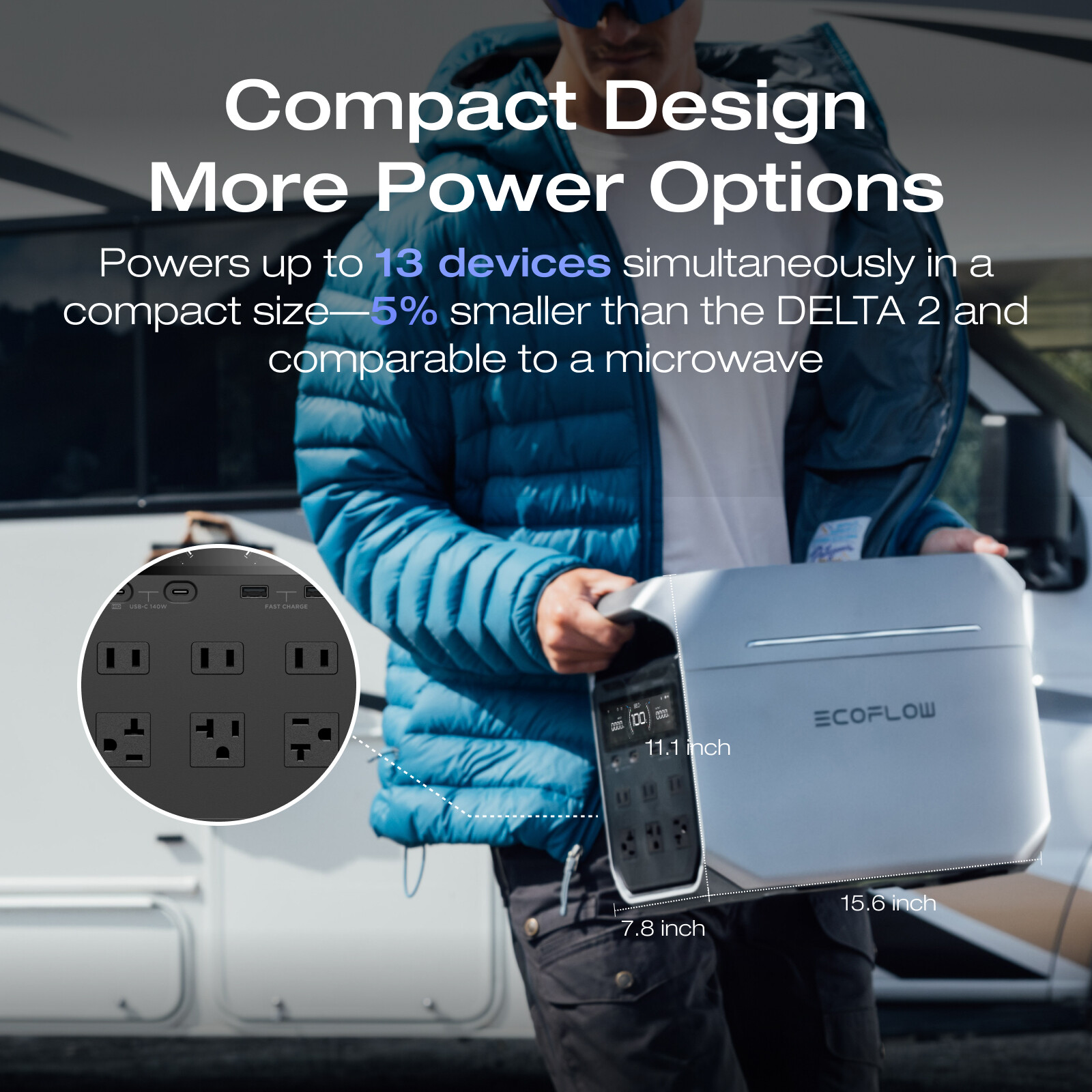 EcoFlow DELTA 3 Plus 1024Wh Portable Power Station LFP Battery+220W Solar Panel