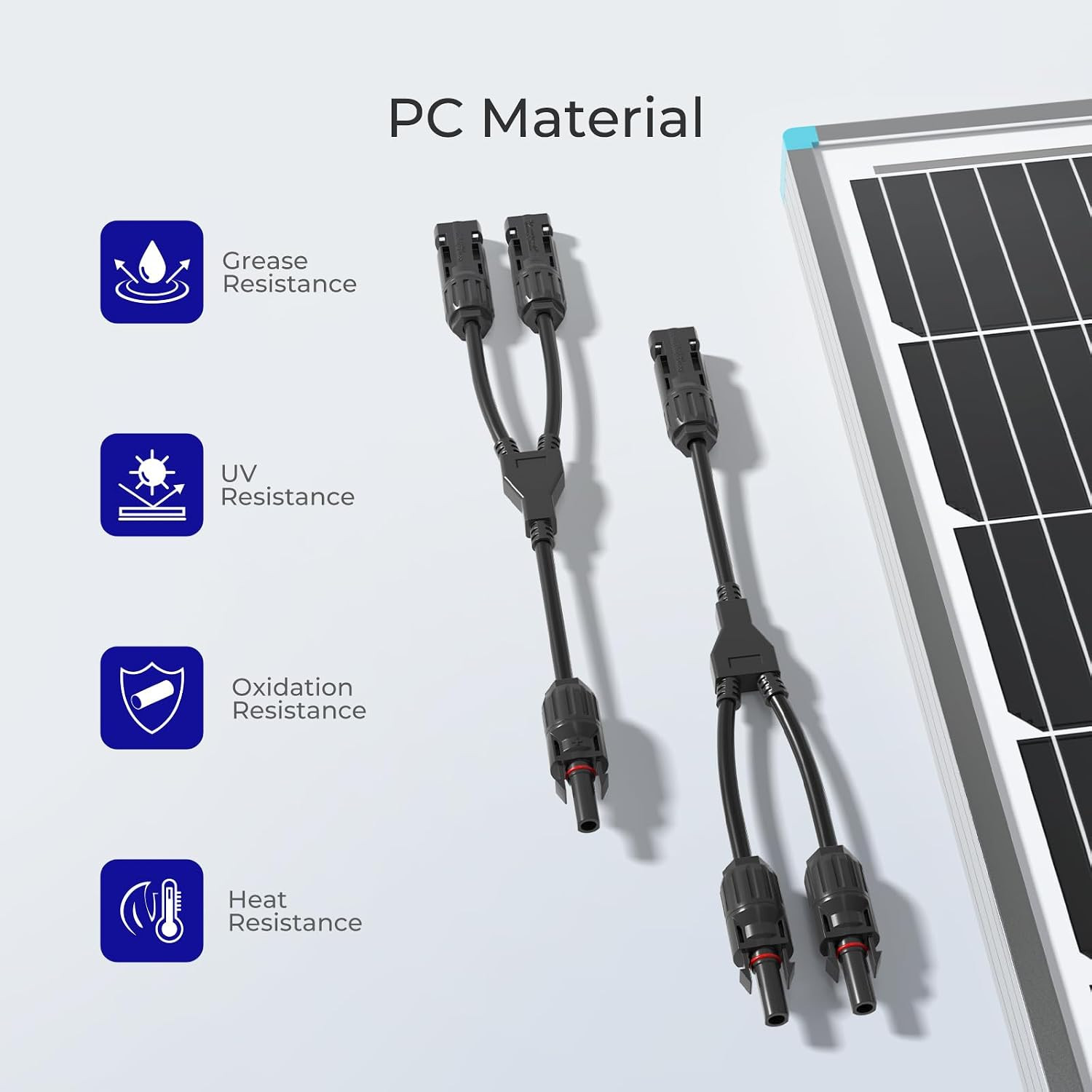 Solar Connectors Parallel Y Branch,Mmf+Ffm 1 Pair Solar Panel Wire