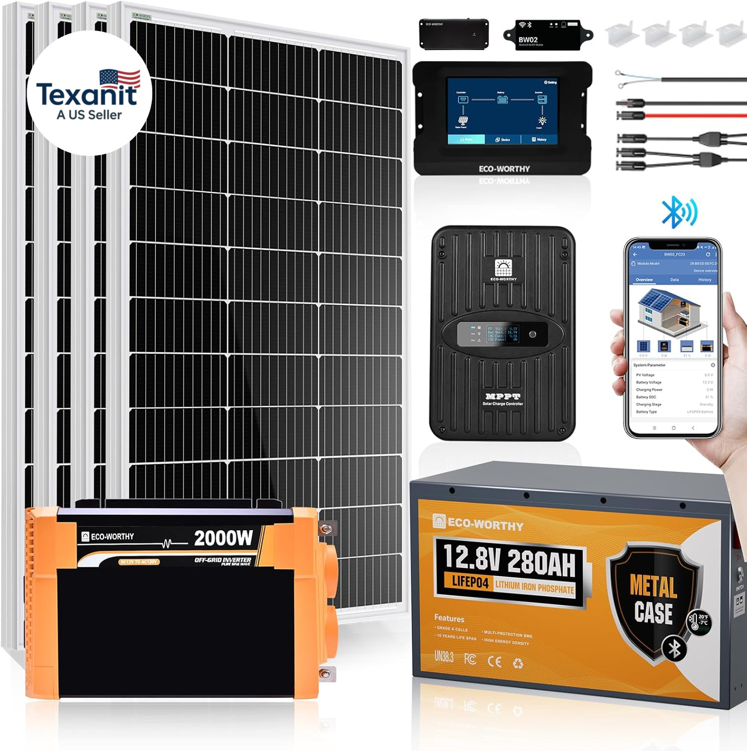[Ultra] 12V 400W Complete Solar Panel Kit for RV off Grid Travel Trailer : 4 *