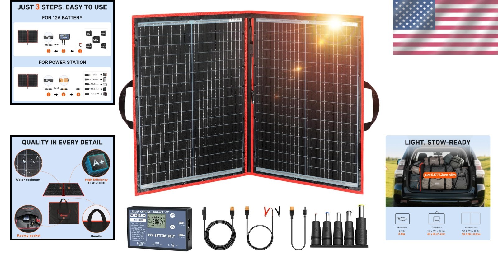 100W Ultra-Thin Solar Panel with Intelligent Charging – Outdoors and Beyond