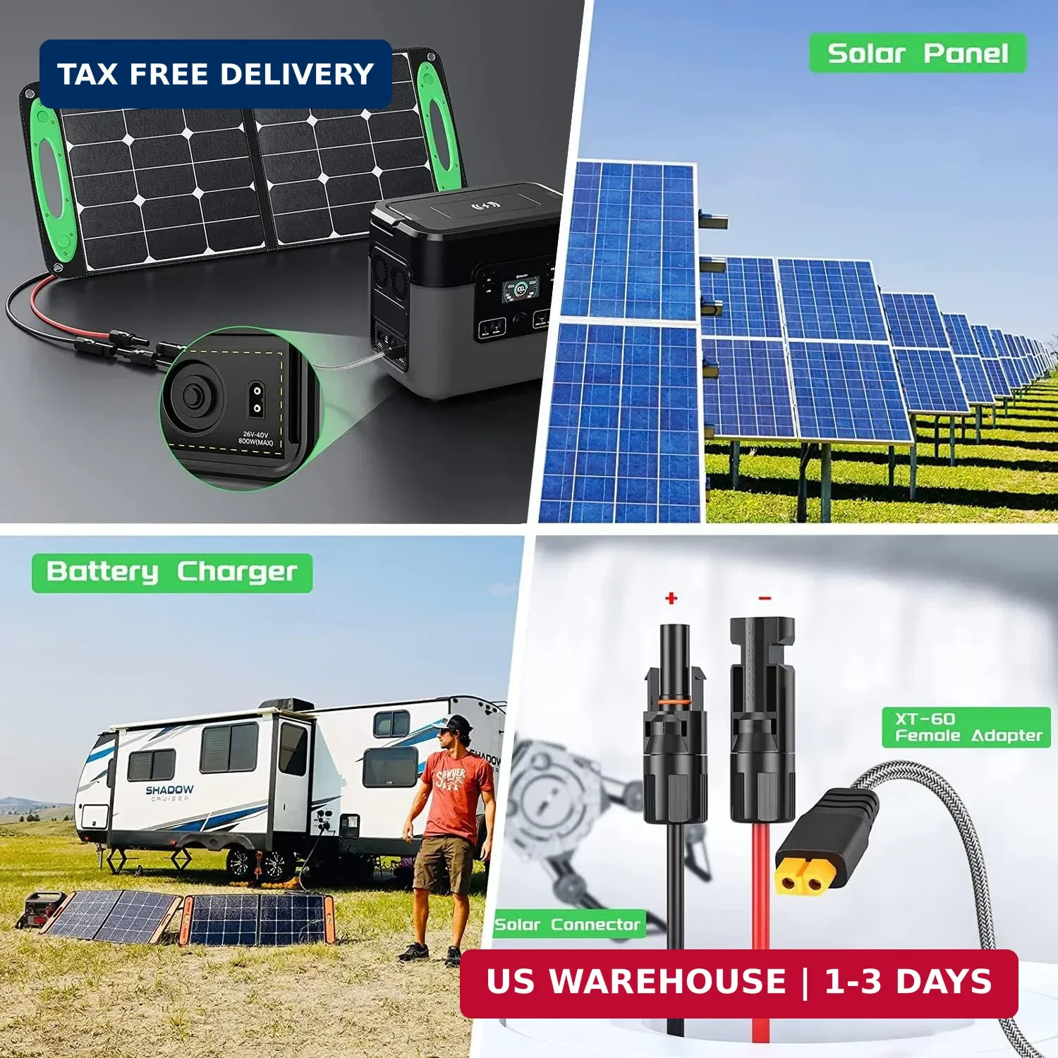 Solar Connector to XT60 Extension Cable 11Ft Power Solar Adapter for Anker Power