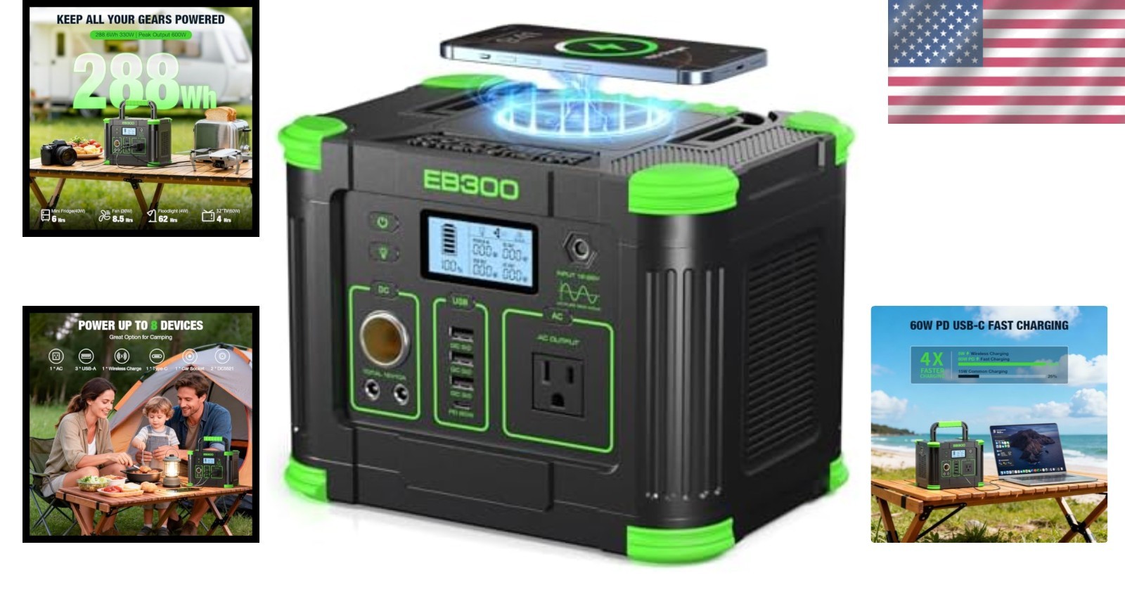 Versatile 288Wh Power Station with Multiple Outputs