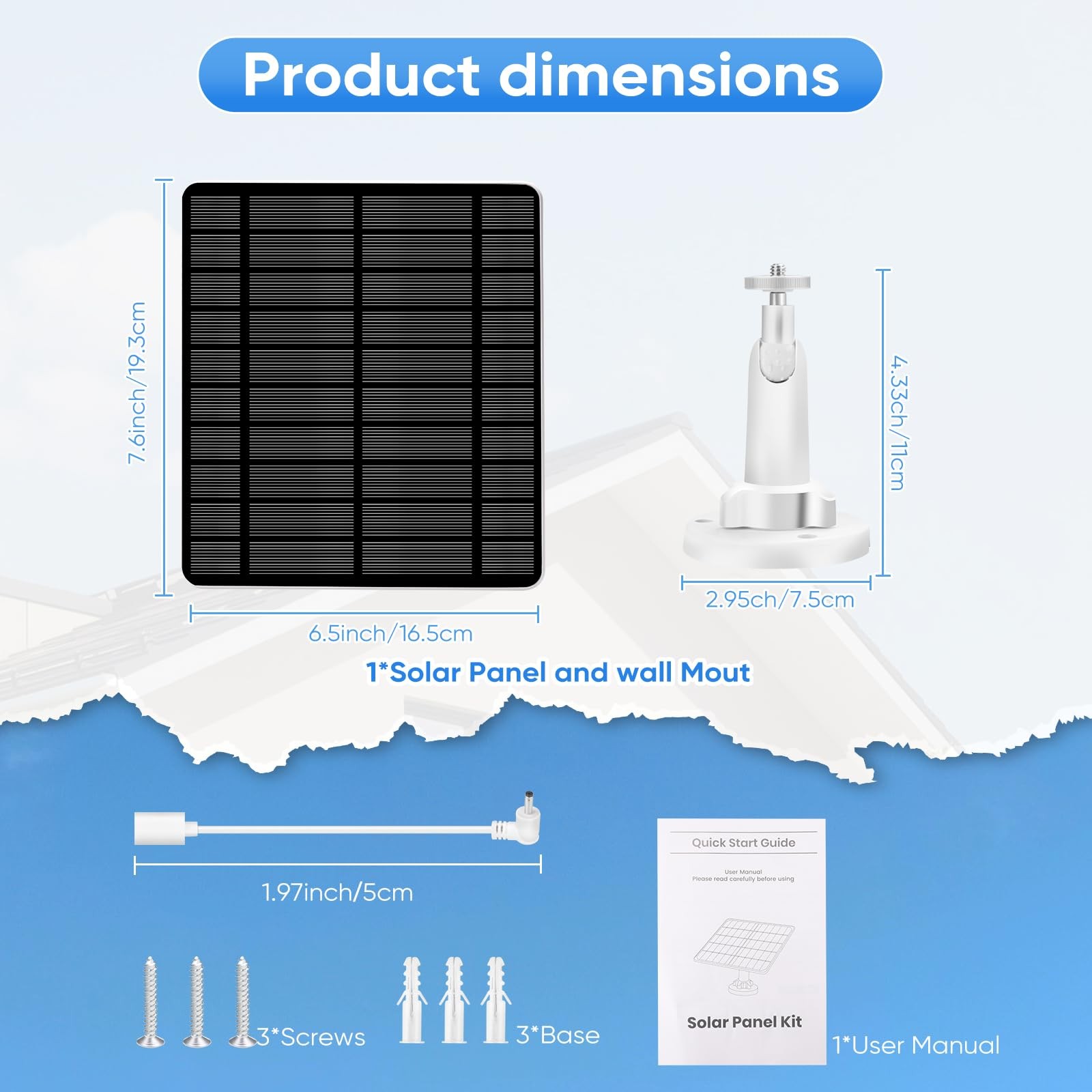 Solar Panel for Ring Camera, Compatible with Spotlight Cam/Pro/Plus Battery,
