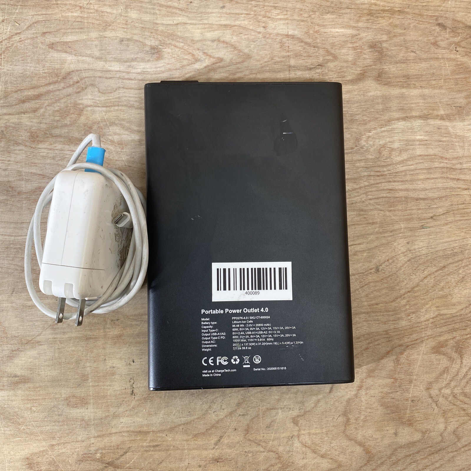 ChargeTech Portable Outlet PPO27K-4.0 26800 mAh Power Bank