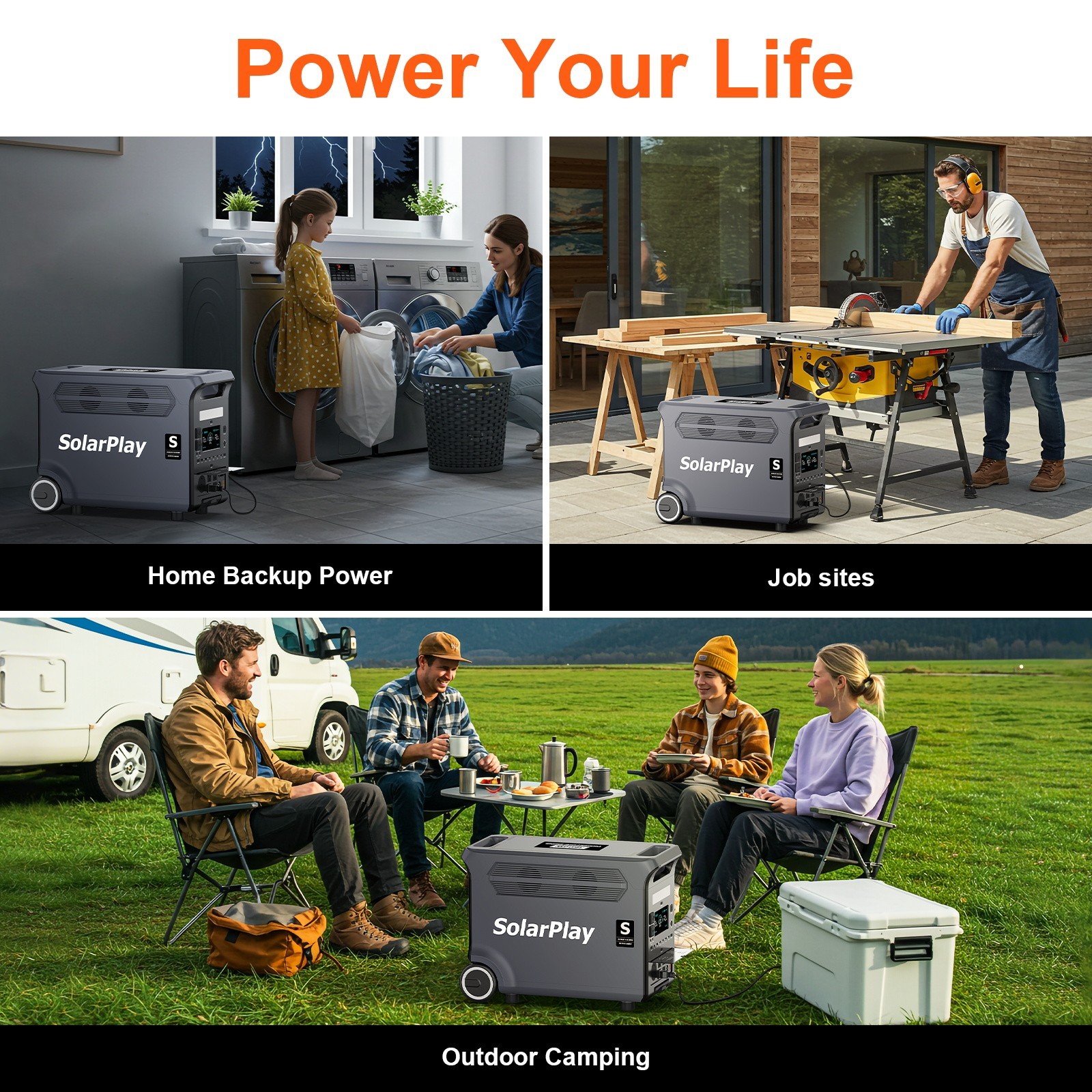 SolarPlay 3600W&3840Wh LiFePO4 Portable Power Station With 400W Solar Panel