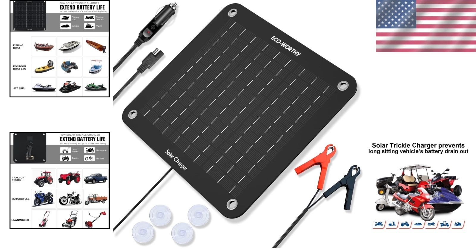 Efficient 10W Solar Battery Maintainer – Waterproof & Durable for -Round Use