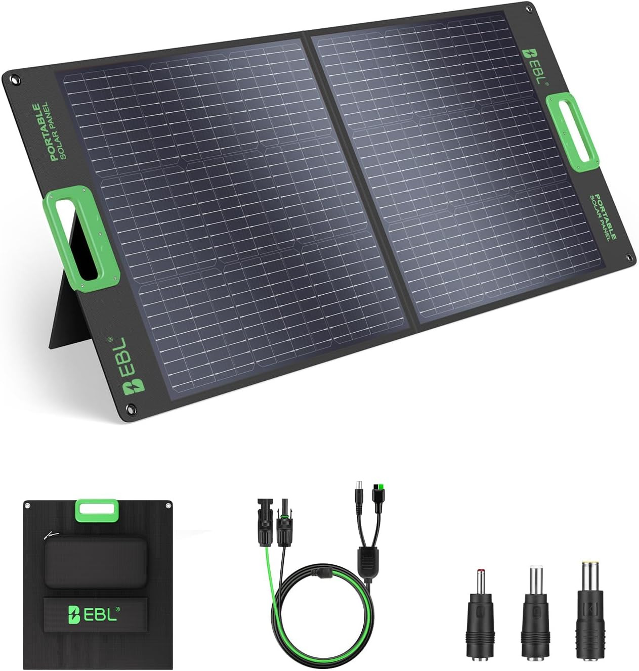 100W Portable Solar Panel for Power Station, 18V Foldable Solar Charger for Jack