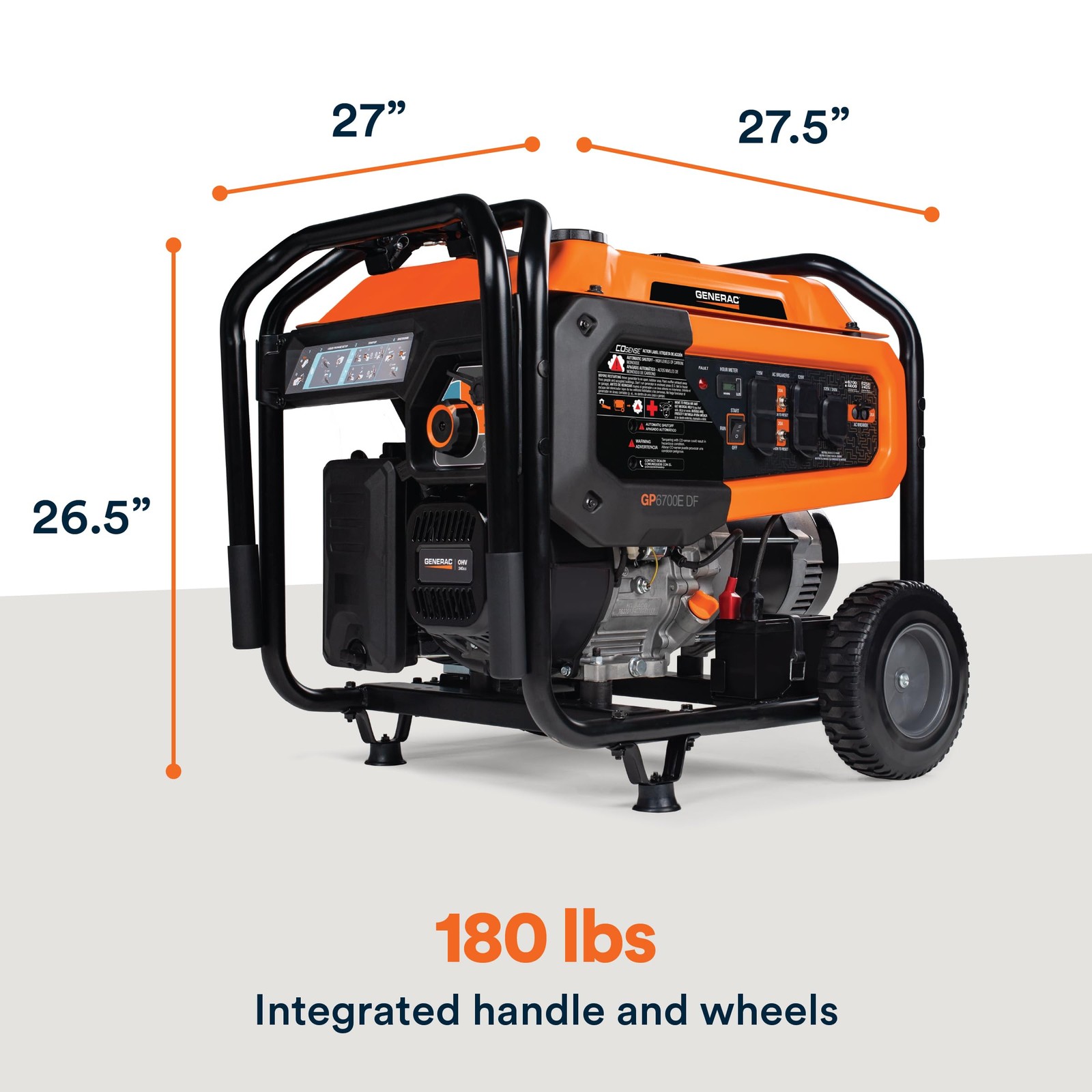 Generac Dual Fuel Portable Gas Generator, 8,250 Starting Watts, Electric Star…