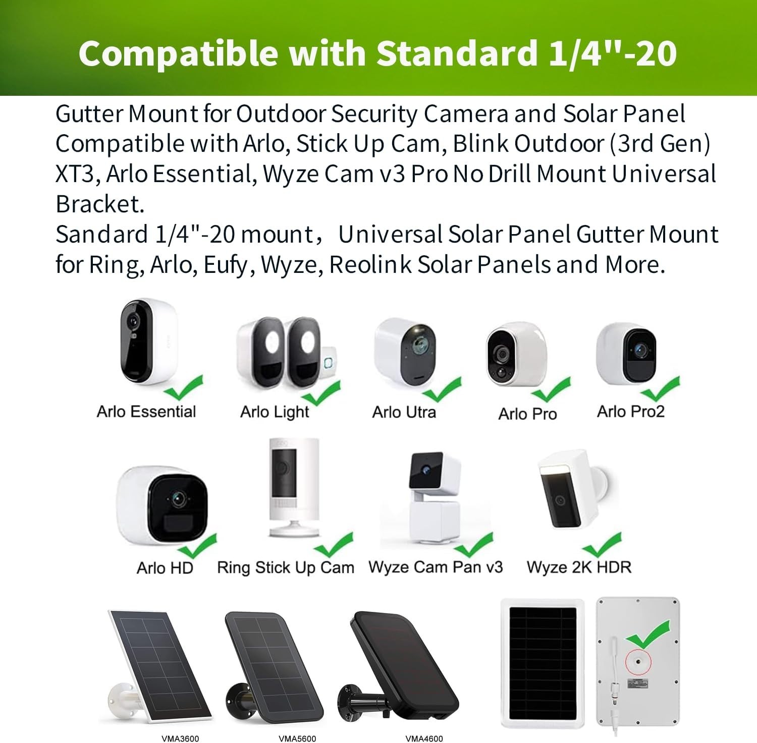 Universal Gutter Mount for Solar & Security Cameras – No Drill, Adjustable St…