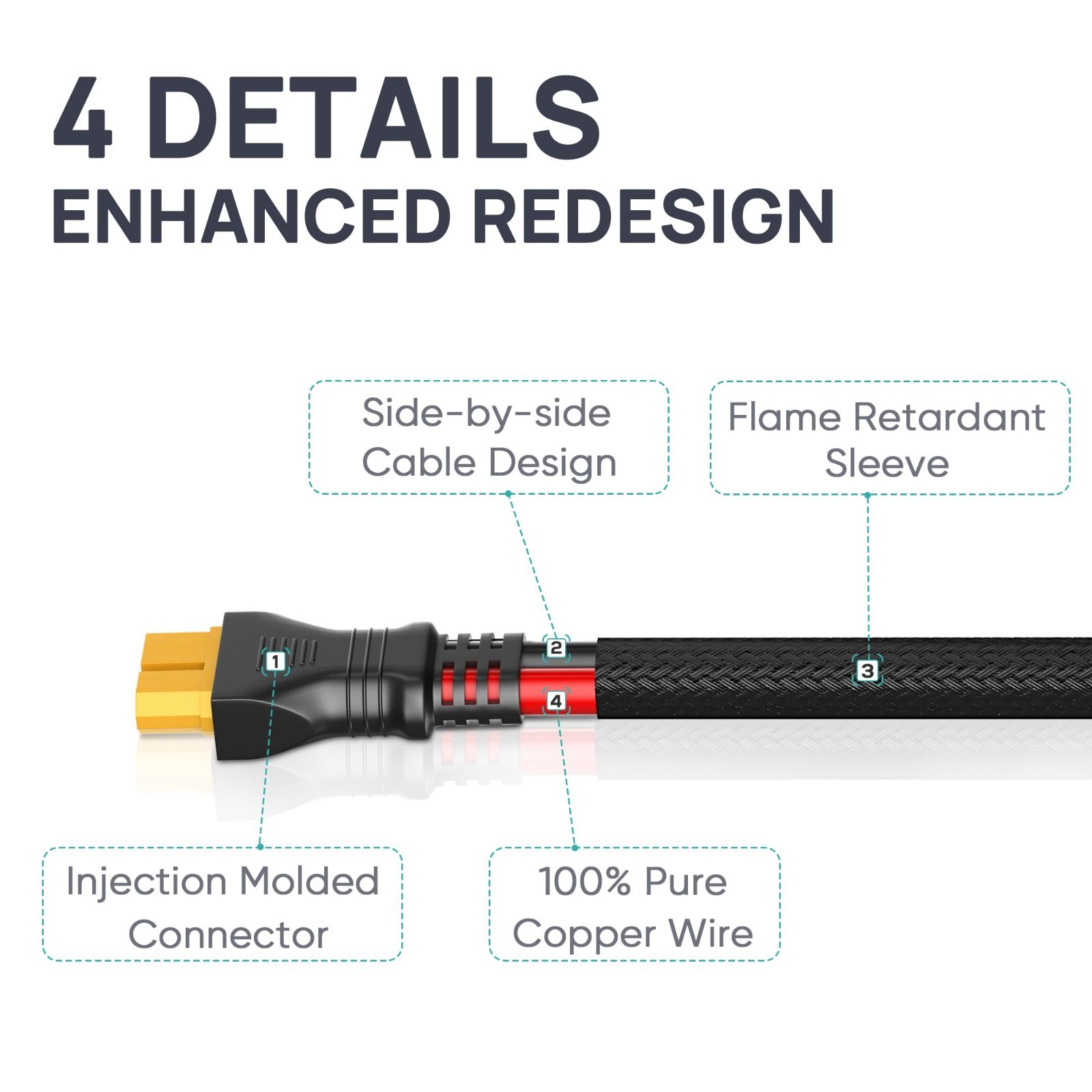 10FT XT60 Extension Cable 10AWG Male to Female Adapter, Flame Retardant Sleeve,