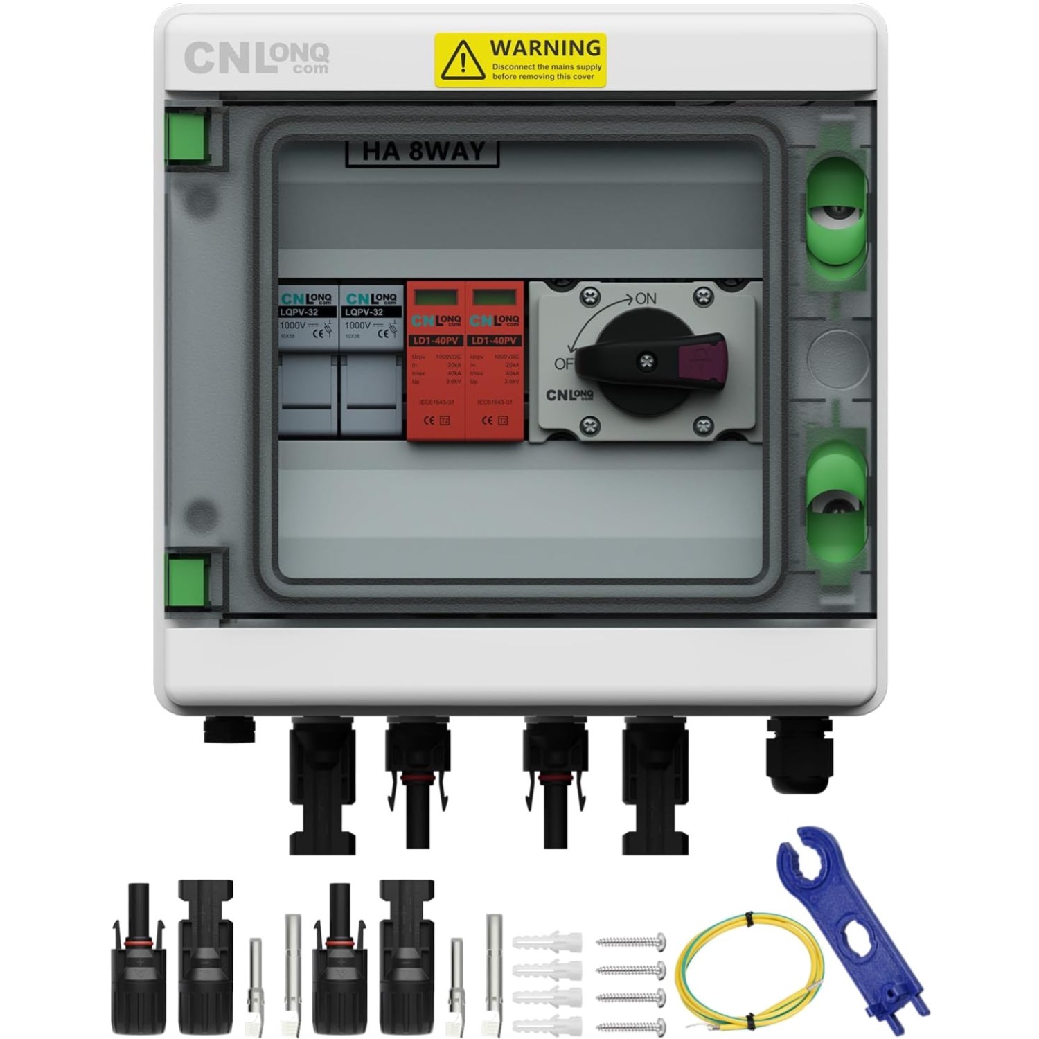 Solar Panel Surge Protector Box – 32A Circuit Breaker, Fuses