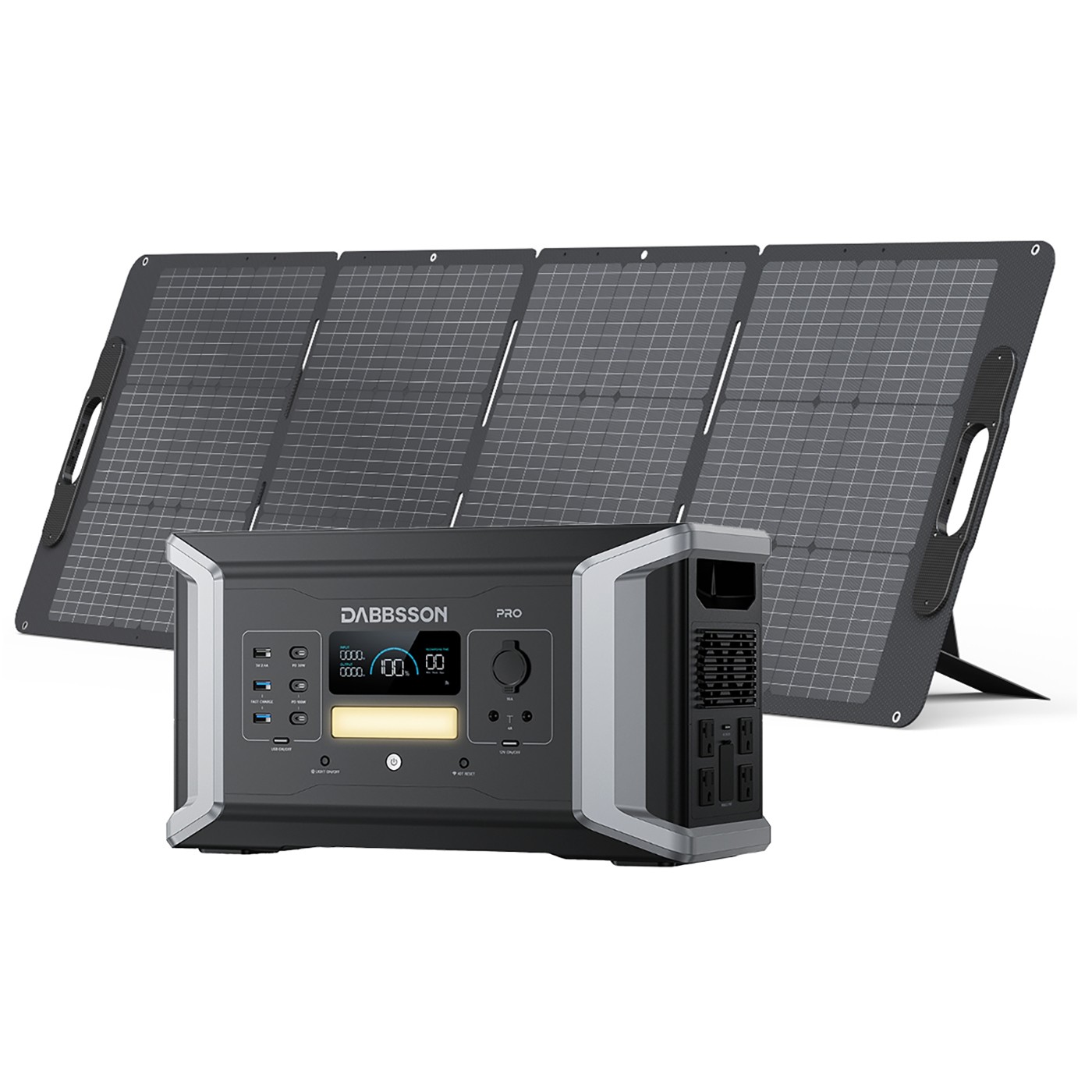 Dabbsson 2000W Portable Power Station w/ Folding Solar Panel Kits Camping Rvs
