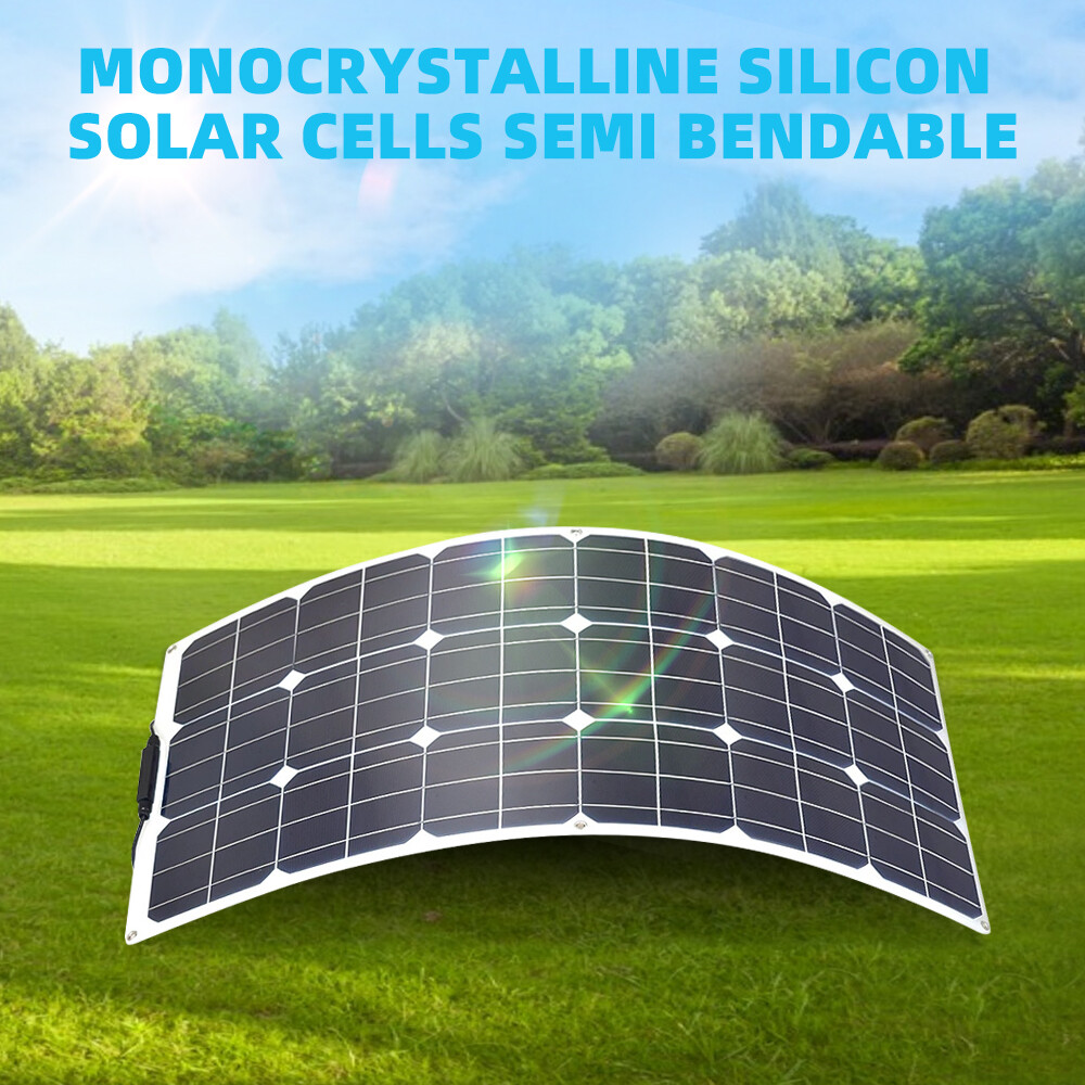 100W Watt Portable Flexible Solar Panel RV Camping Off-Grid Rooftop Panel Kit