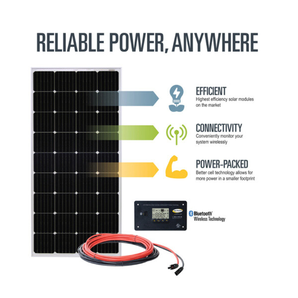 Go Power! Overlander 190W Solar Kit with 30-Amp Solar Controller , Black