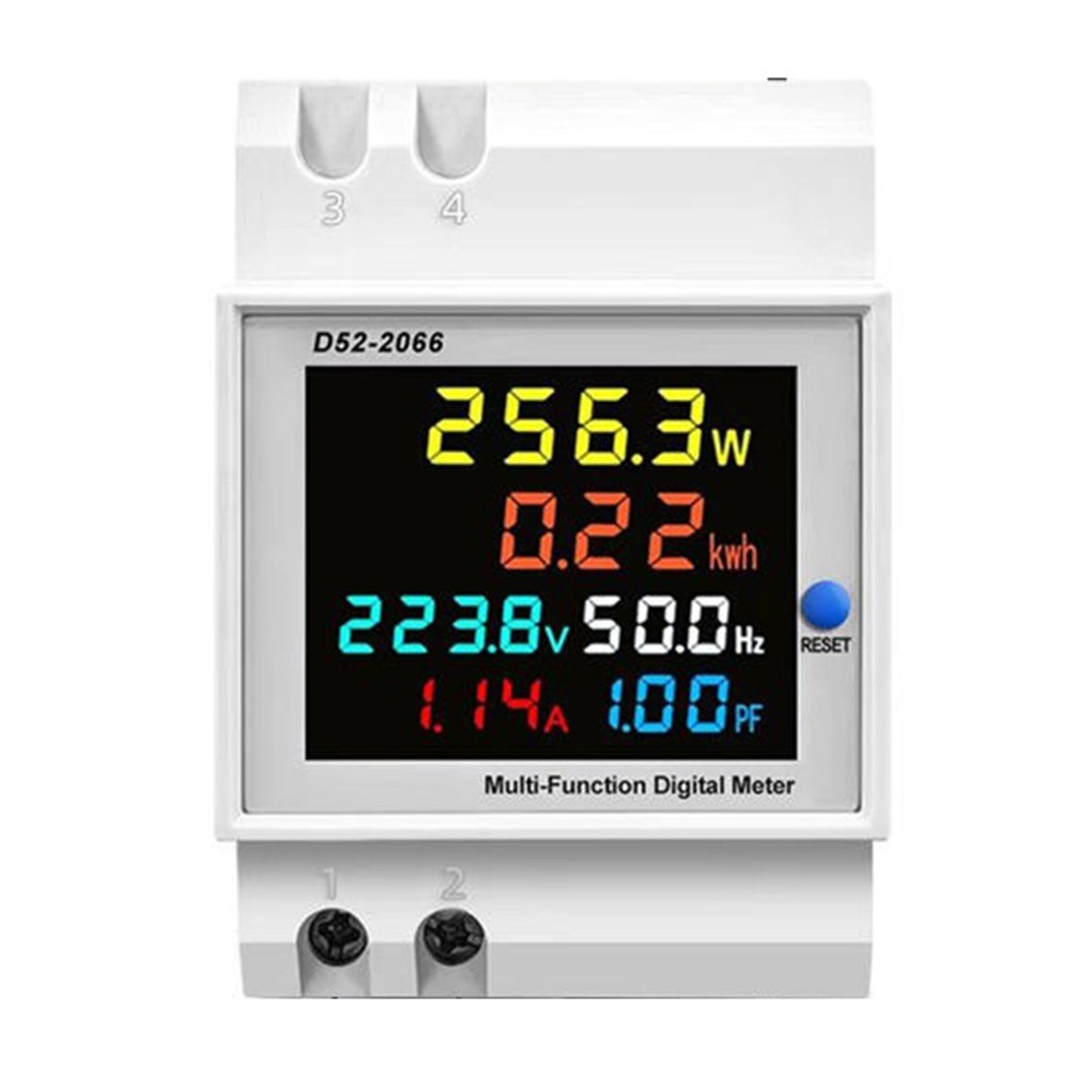 Brightness AC Power Meter 100A High Precision 6 In 1 AC Power Meter Din Rail