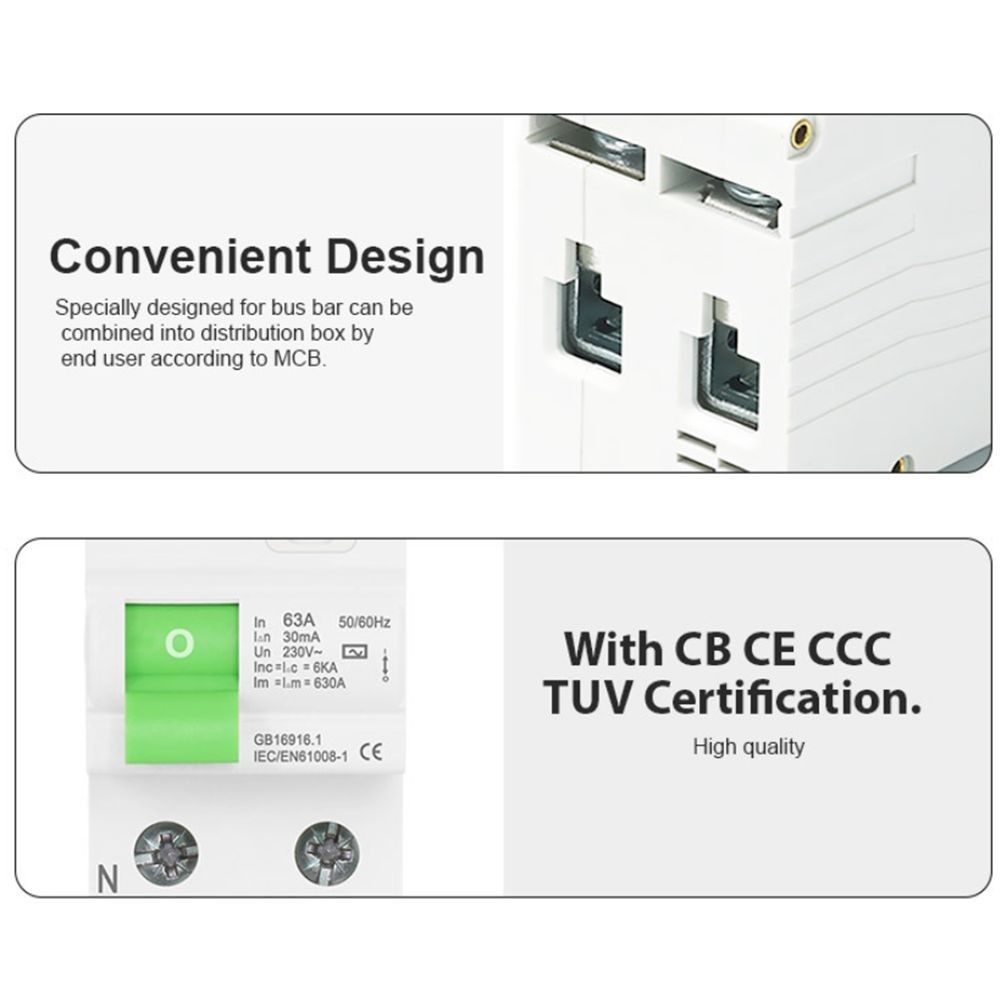Heavy Duty Type AC Circuit Breaker 2P 63A 30mA for Industrial Power Control