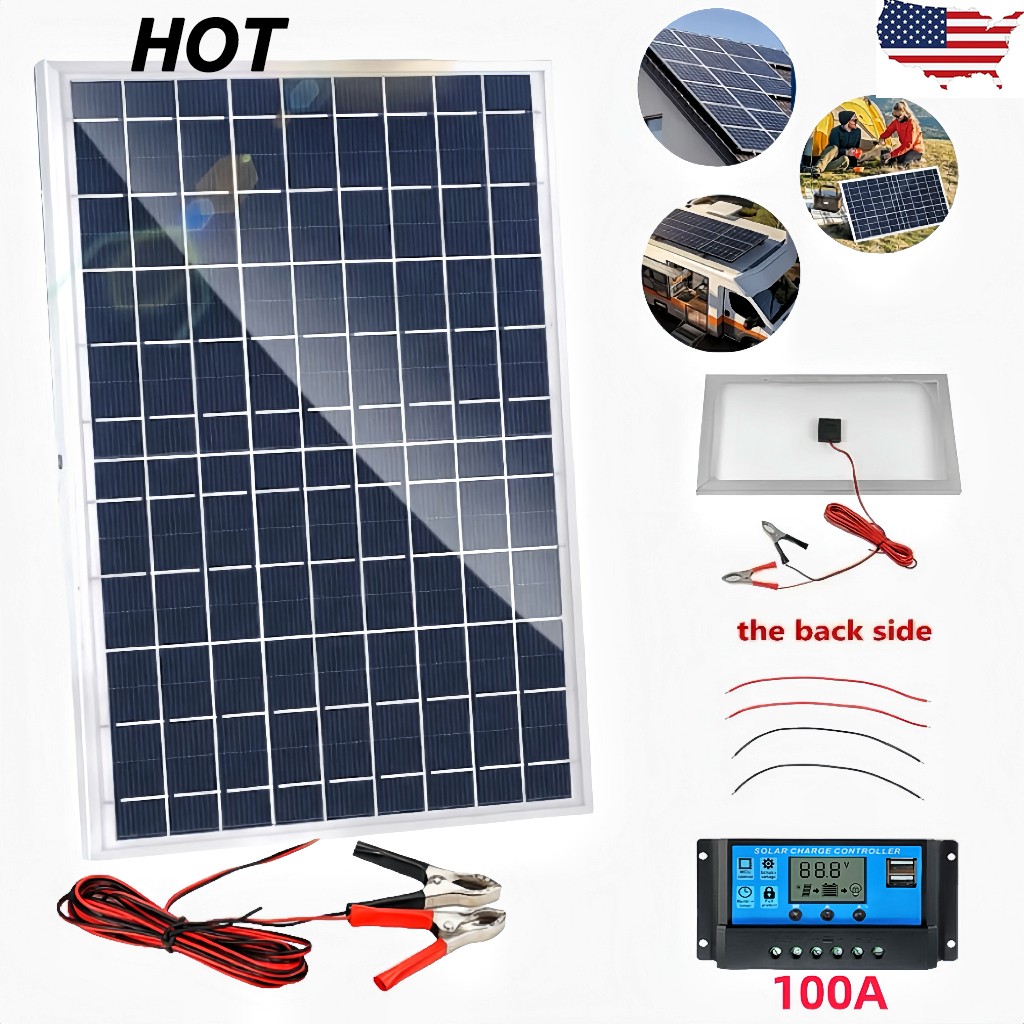 Trickle 30W Solar Panel 12V Charger Battery Charger Kit Maintainer Boat Car RV