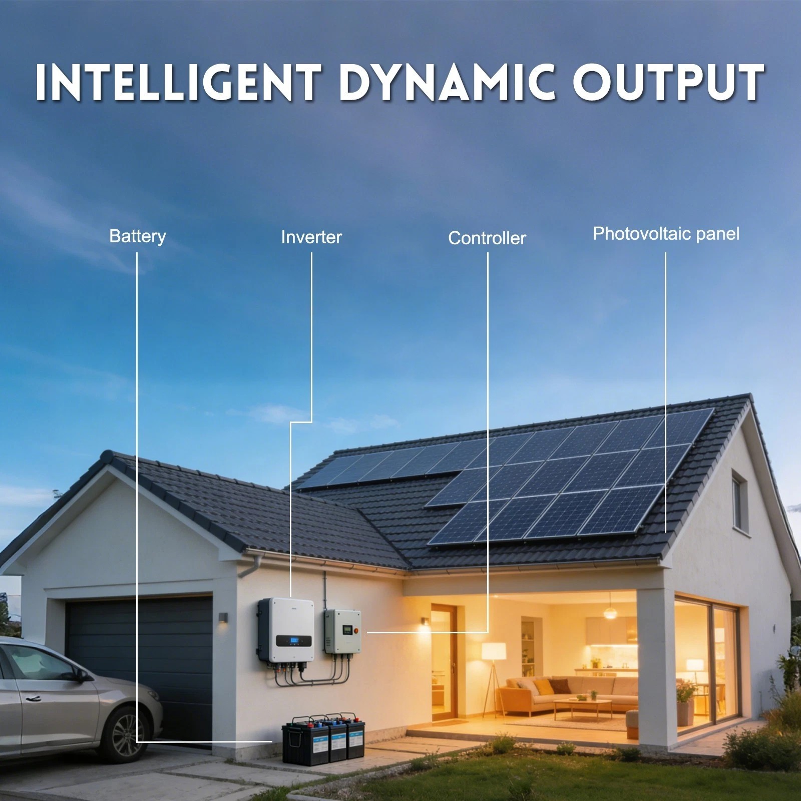 4*100W Mono Solar Panel N-Type Bifacial 18V PV Home RV Off Grid Battery System