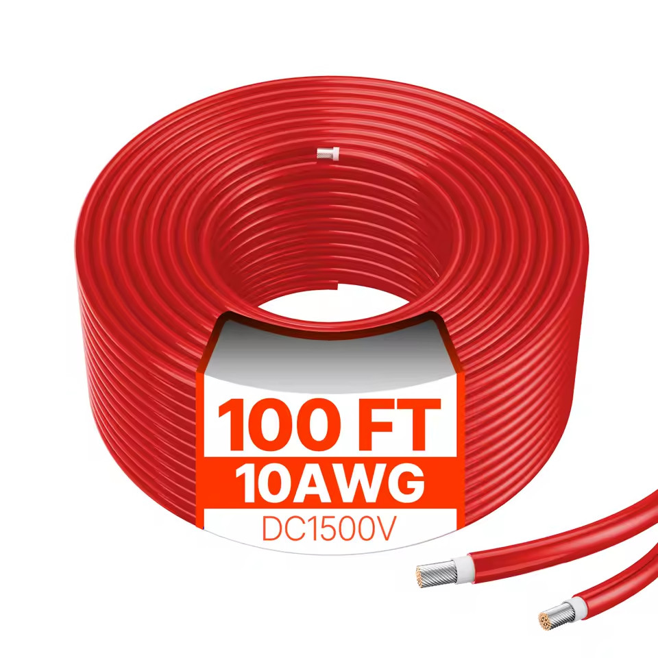 100ft Solar Panel Extension Cable 10AWG 6mm² Tinned Copper PV Cable Solar Wire