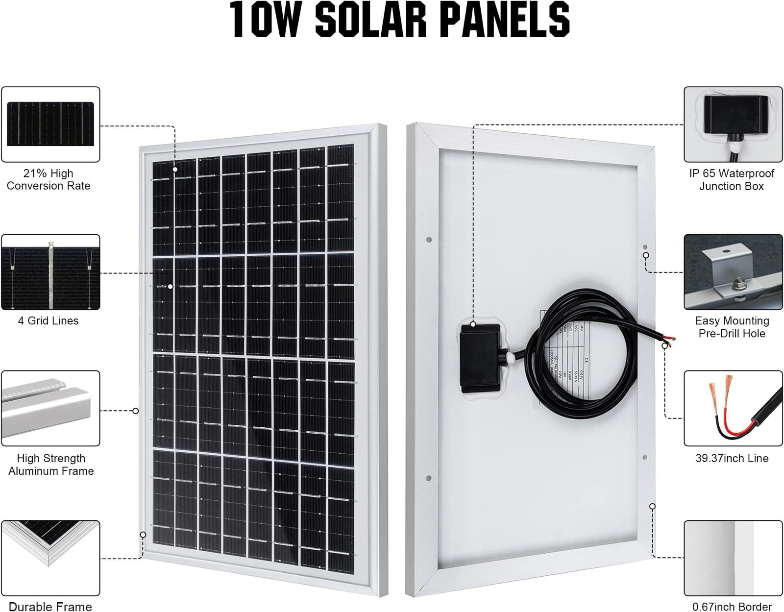 ECO-WORTHY 10W Solar Panel Battery Charger Portable for Charging 12V Battery …