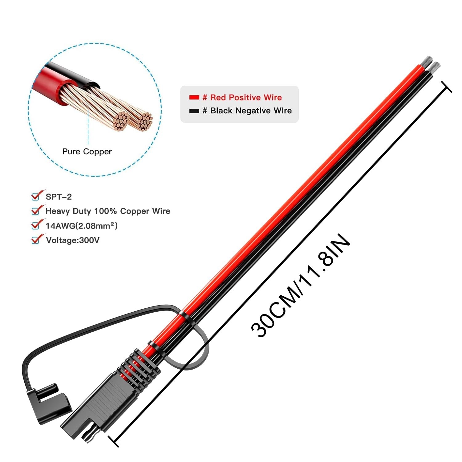 4 Pack SAE Extension Cable, 14Awg 30Cm Automotive Dc Power Extension for Sola…