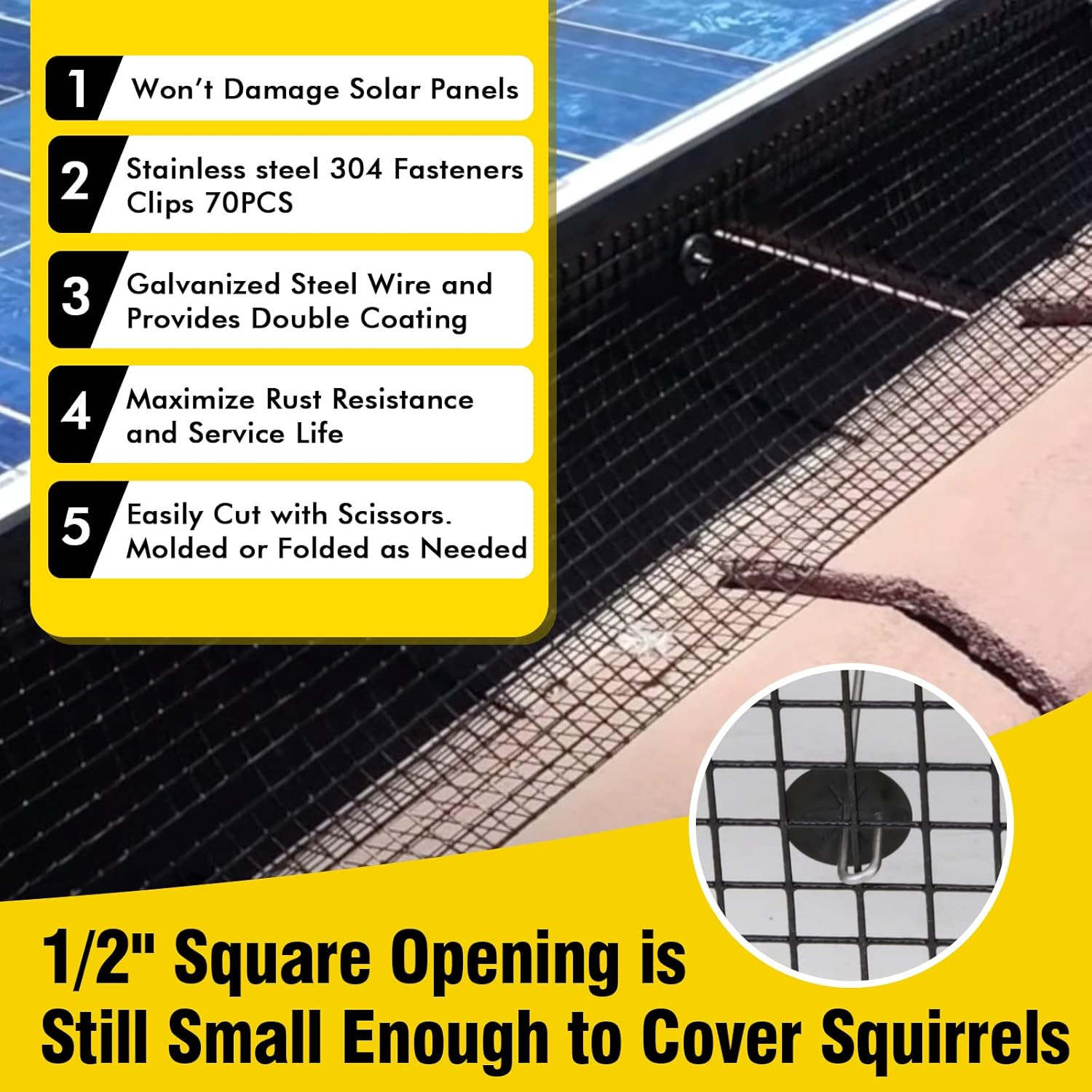 6In X 100Ft Solar Panel Bird Guard,Solar Panel Roof Protection Net 1/2Inch Mesh