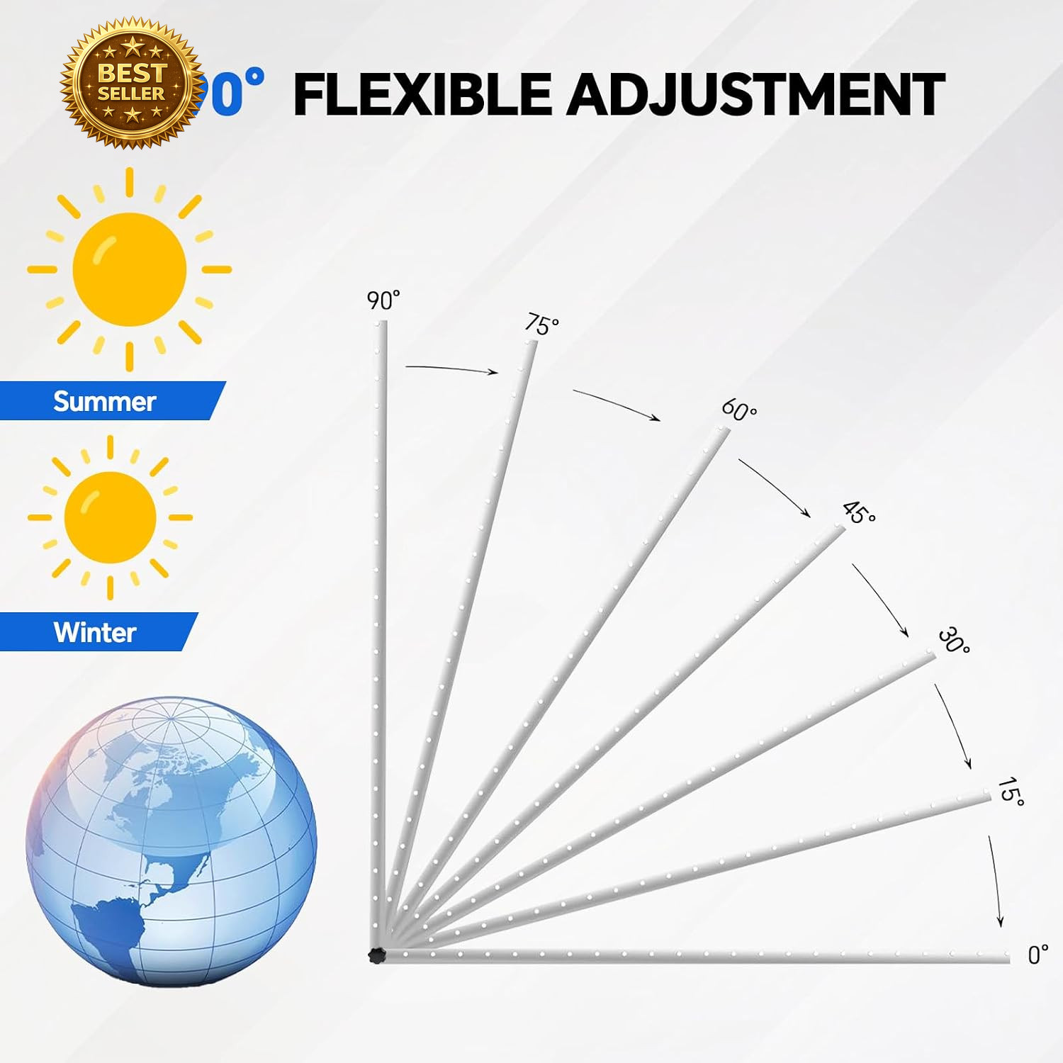 45in Adjustable Solar Panel Mount Brackets 4 Sets Tilt Kit Roof RV Boat 0-90