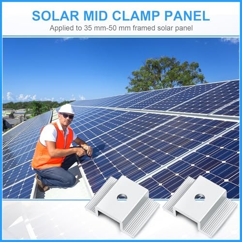 100 Pack Solar Panel Mid Clamps 1.06″ Aluminum Mounting Brackets Accessories