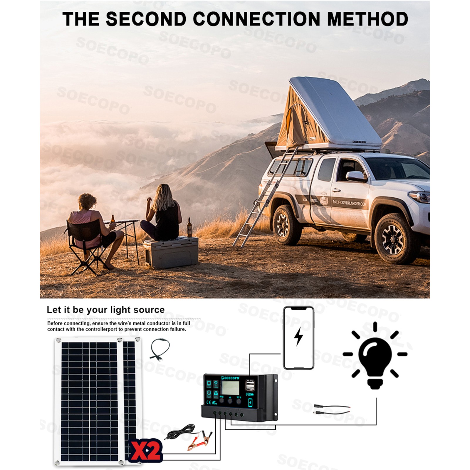 10000W Inverter (12V-110V/220V) + 2pcs Solar Panels + Charge Controller 100A