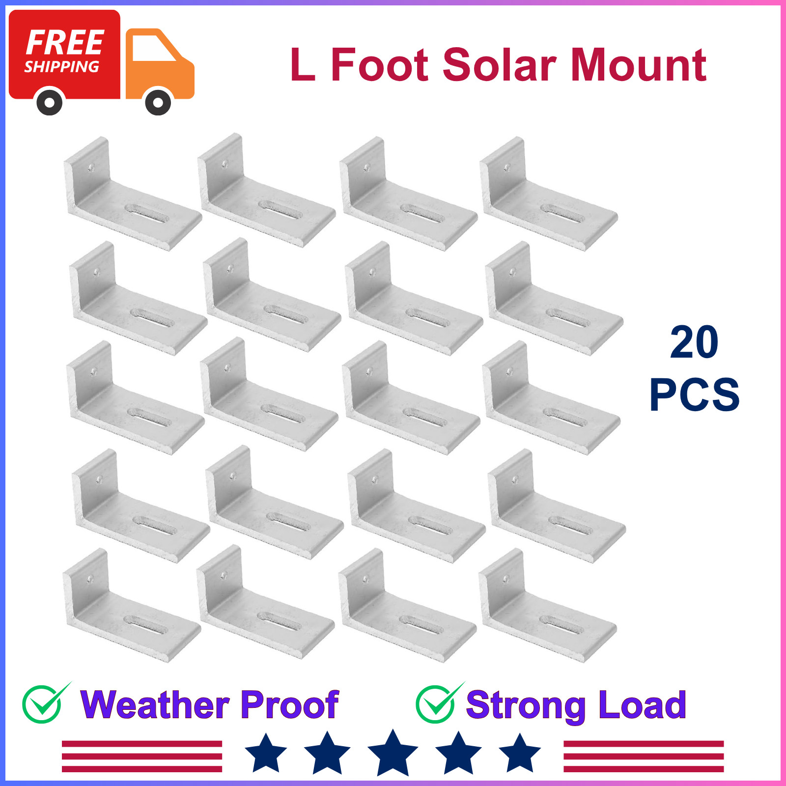 L Foot Solar Mount Aluminum Alloy Photovoltaic Solar Panel Mount L Bracket 20PCS
