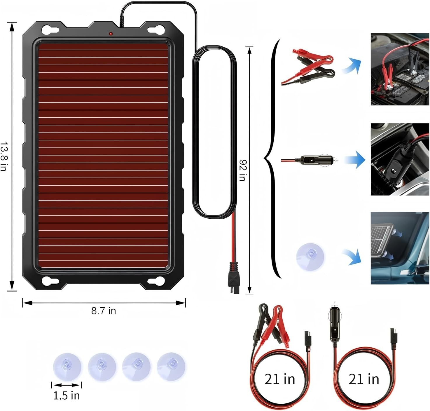 3.3W-Solar-Battery-Trickle-Charger-Maintainer-12V Portable Waterproof Solar Pan