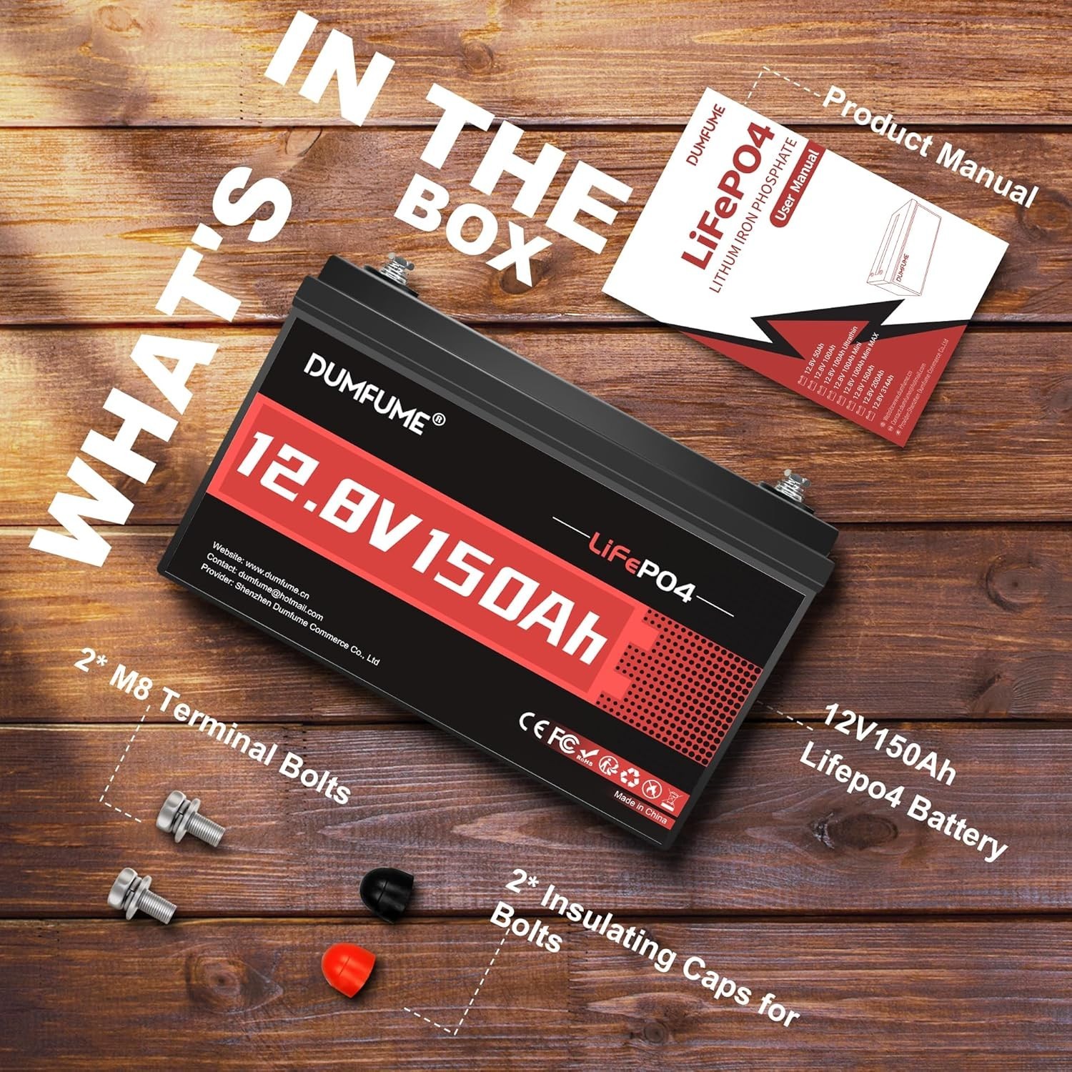 12V 150Ah LiFePO4 Lithium Battery 100A BMS, 1920Wh 8000+ Cycle for RVs Off-Grid
