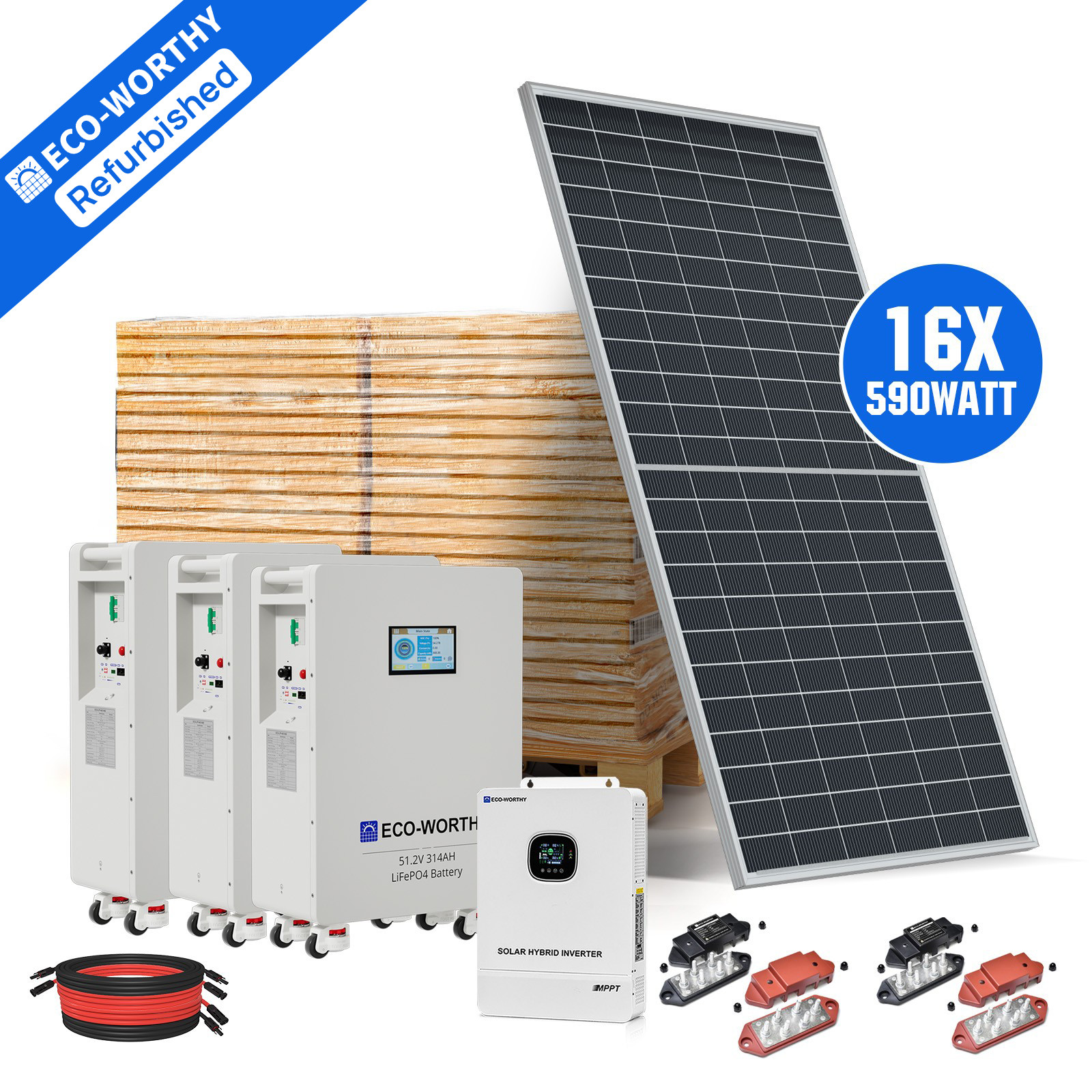 ECO-WORTHY 9440W Solar Panel +10KW 120V/240V inverter & 48KWh Lithium Battery