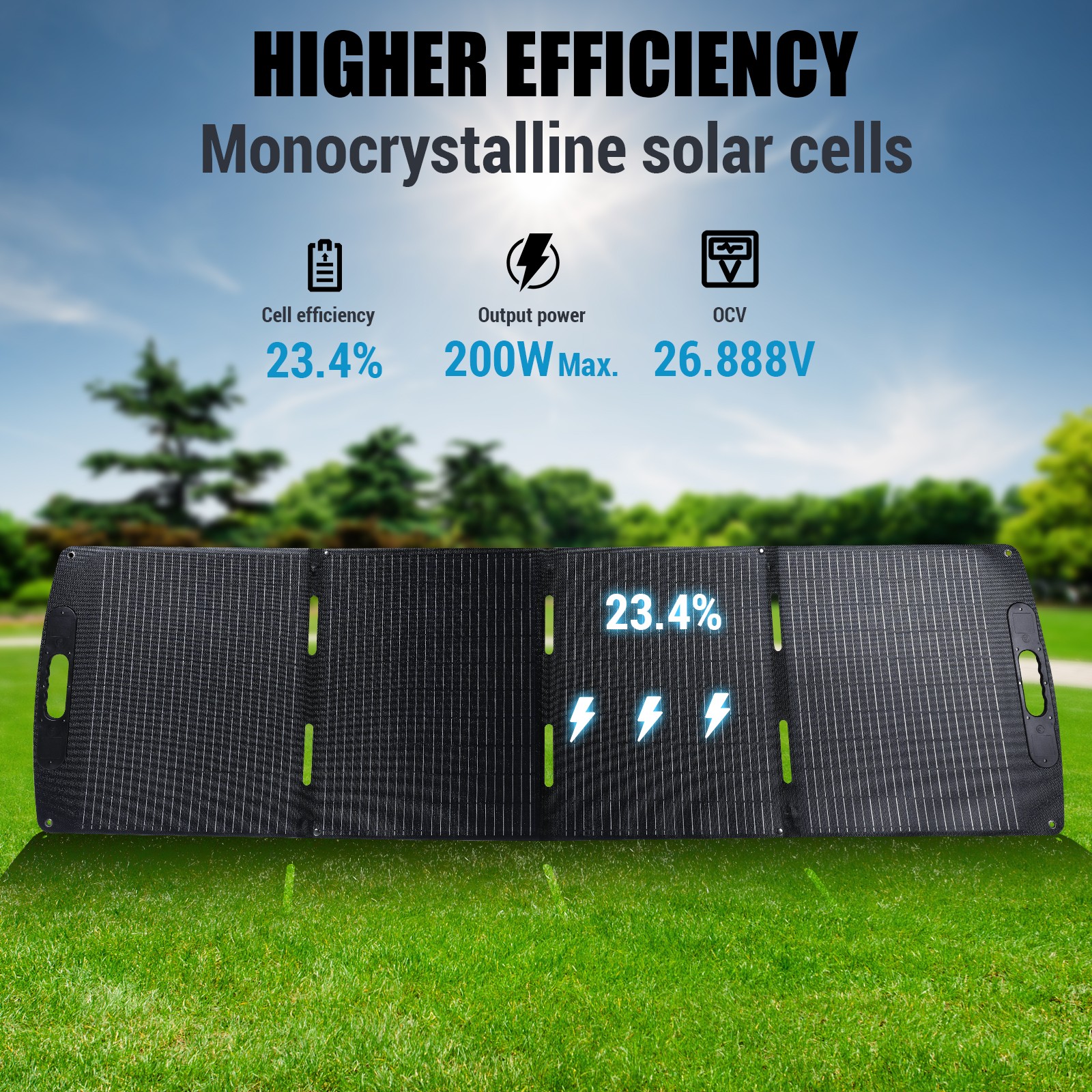 200W Solar Panel HIGH EFFICIENCY Portable Solar Suitcase Foldable Solar Panel