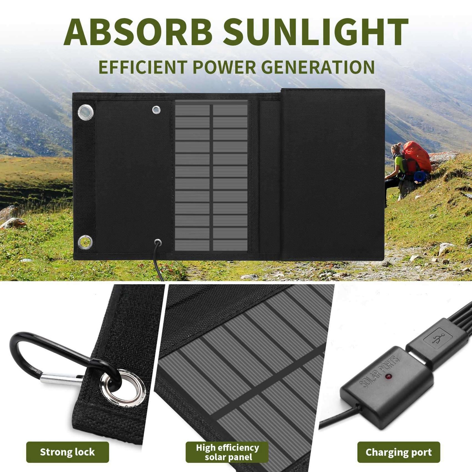 1X(12W Foldable USB Solar Panel Solar Cell Portable Folding Solar Panel 2075